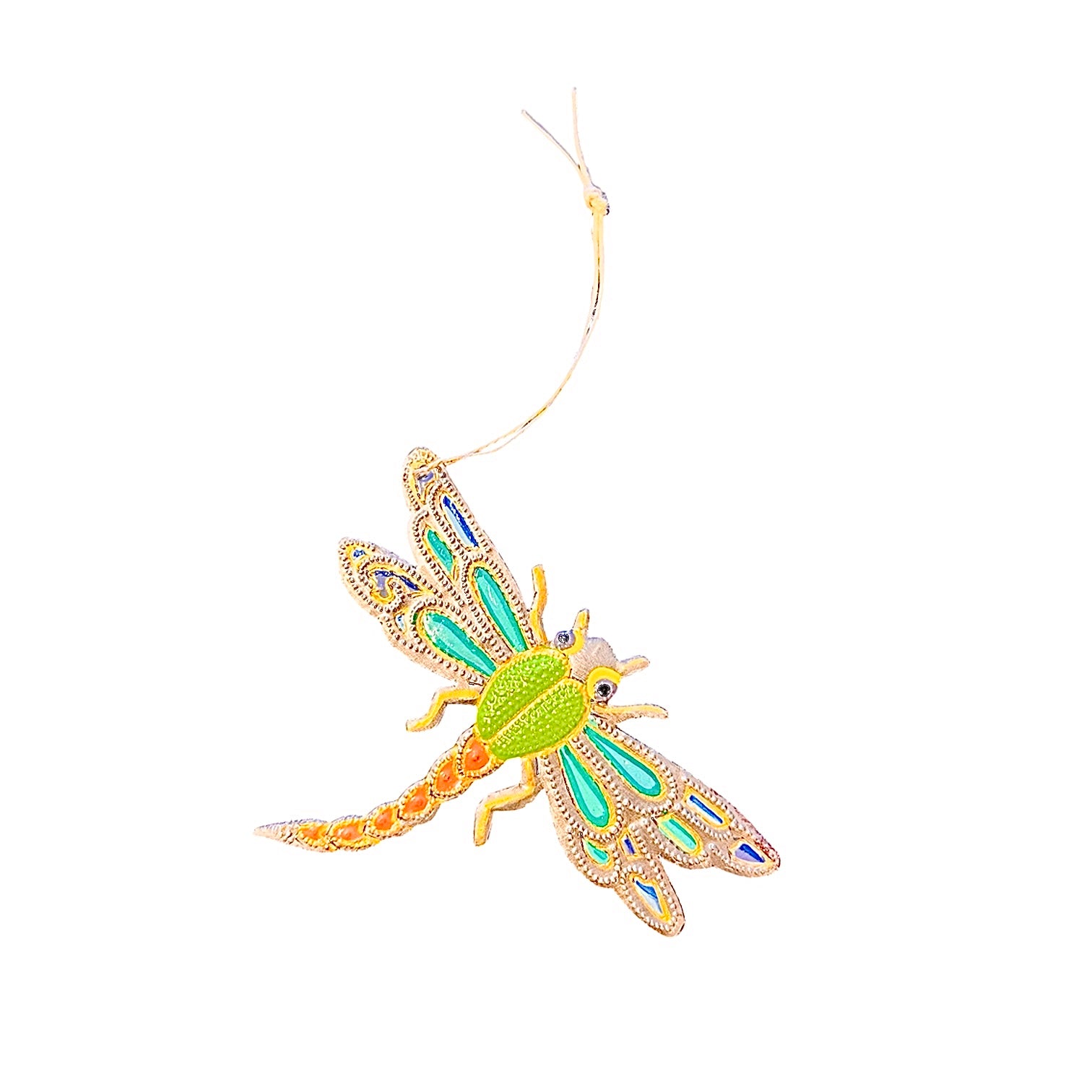 New Green/Orange Dragonfly Ornament