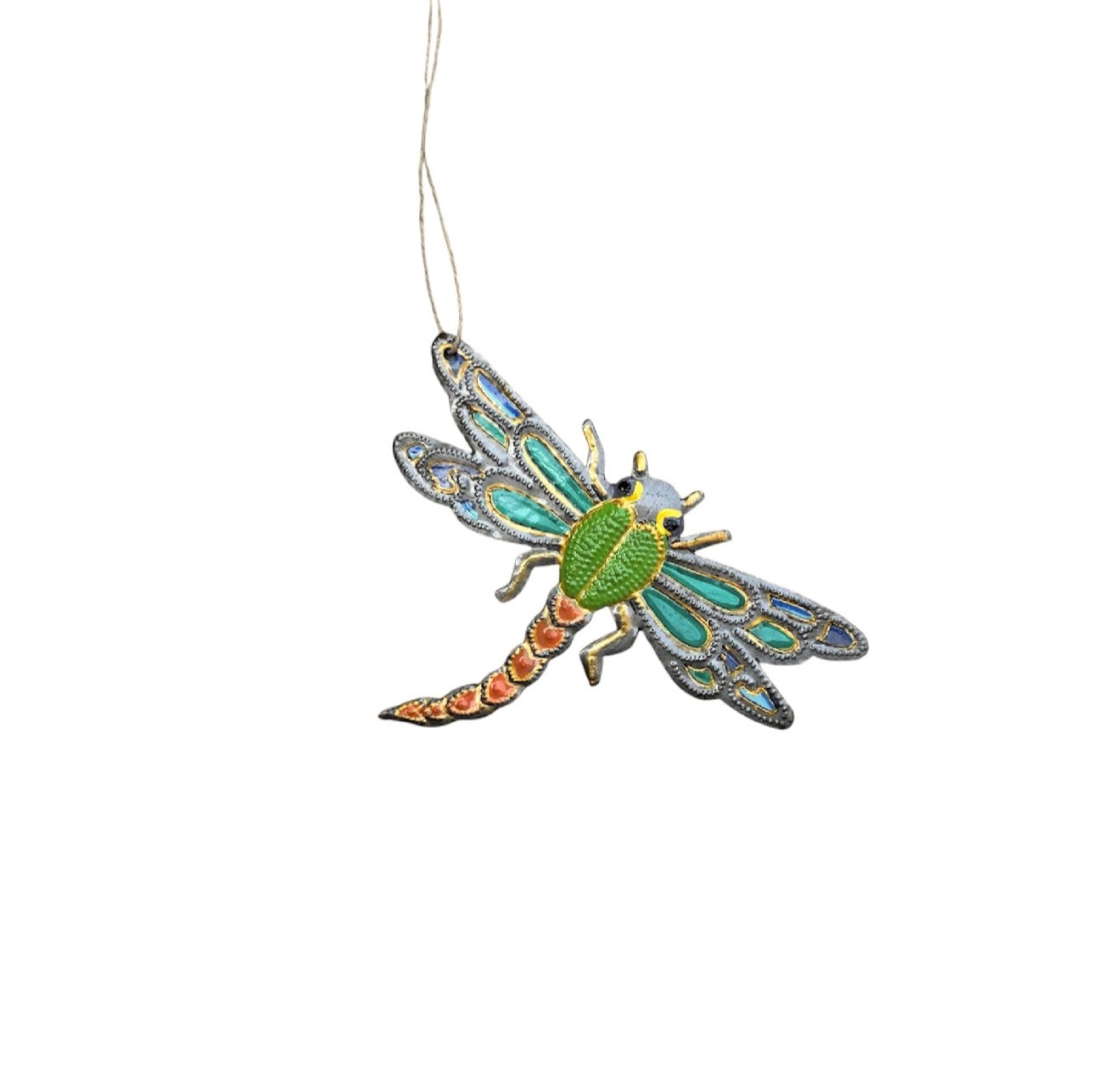 Orilien Green/Orange Dragonfly Ornament