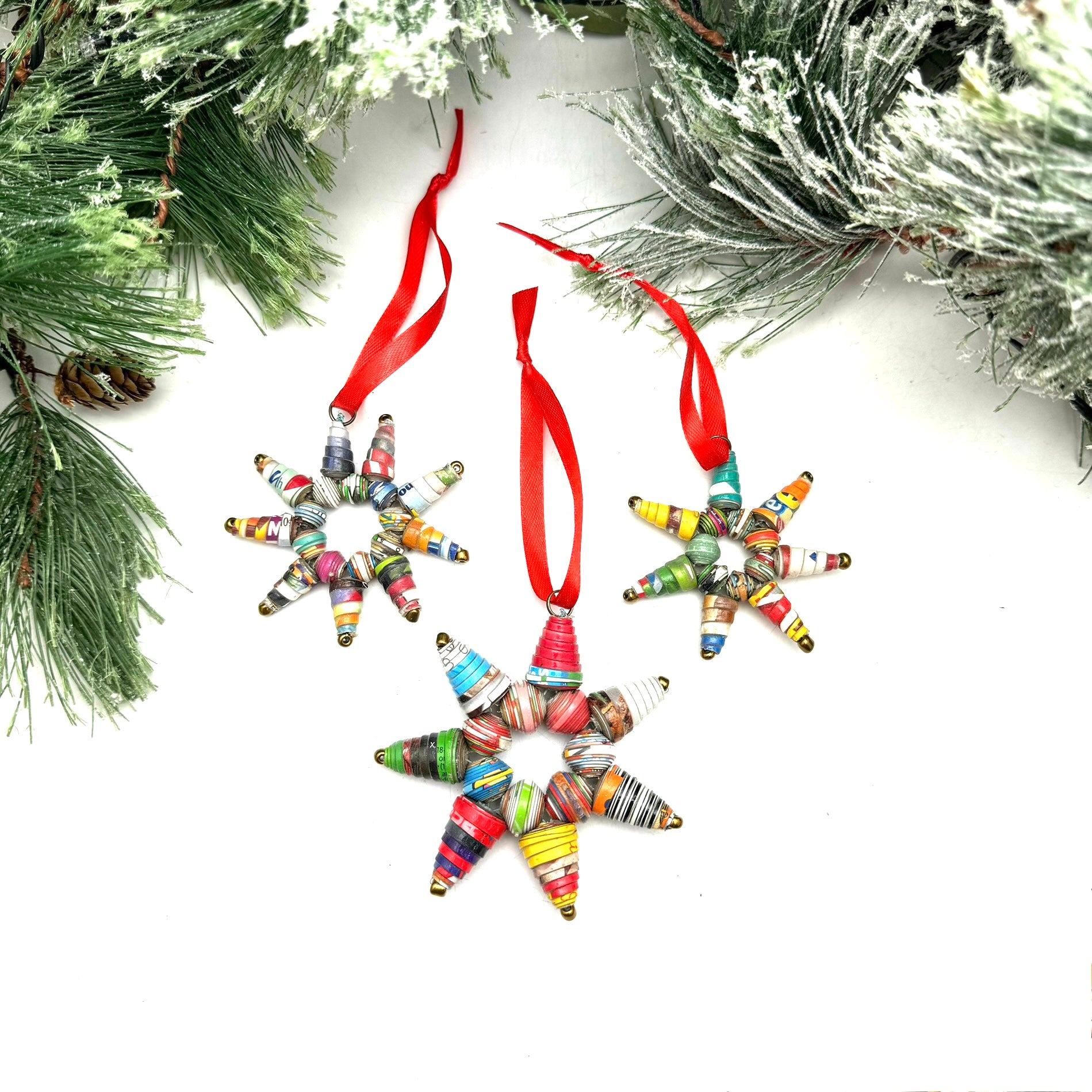 Leo’s Stars: Cereal Box Bead Ornament (Set of 3)