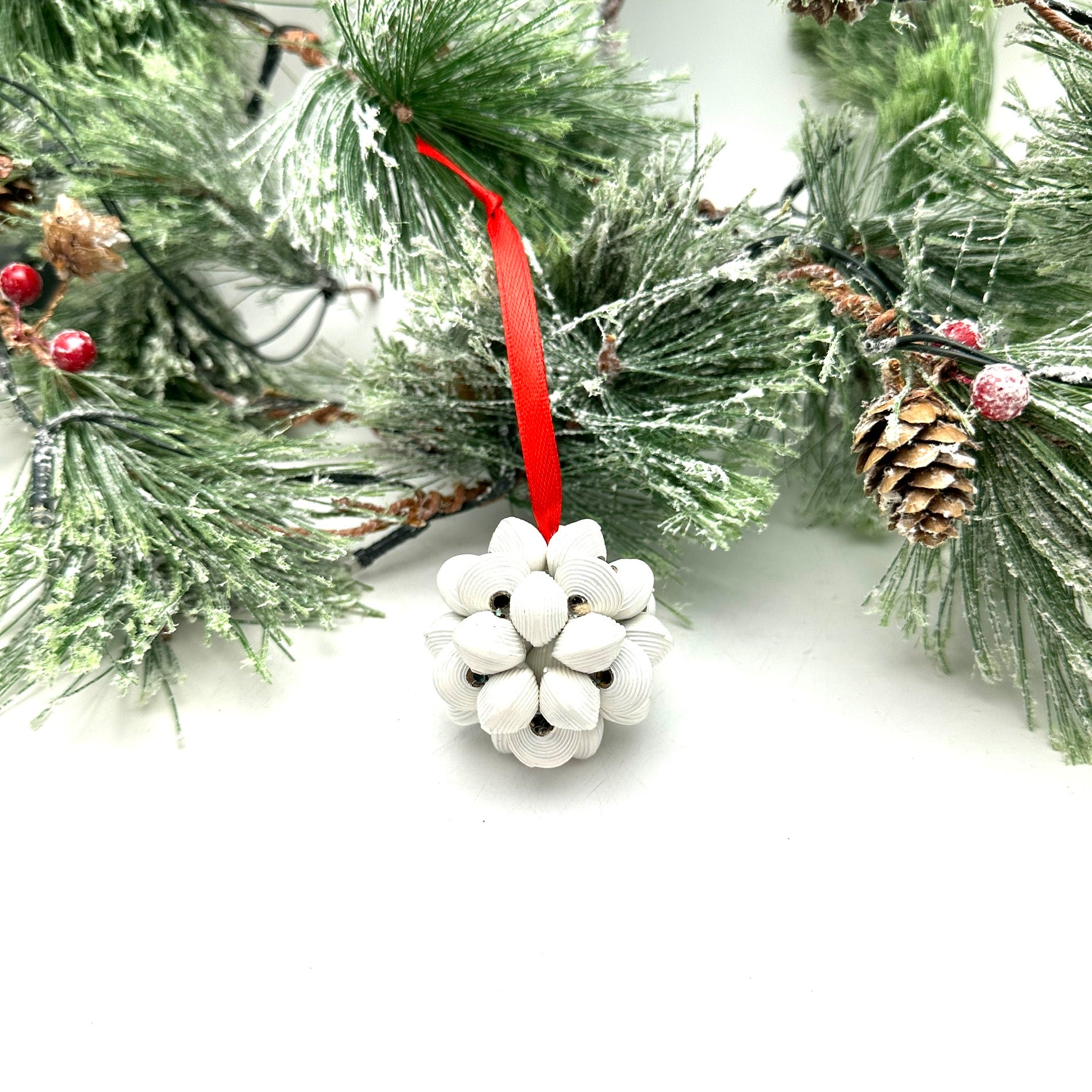 Cereal Box Bead Popcorn Ornament- Bright White