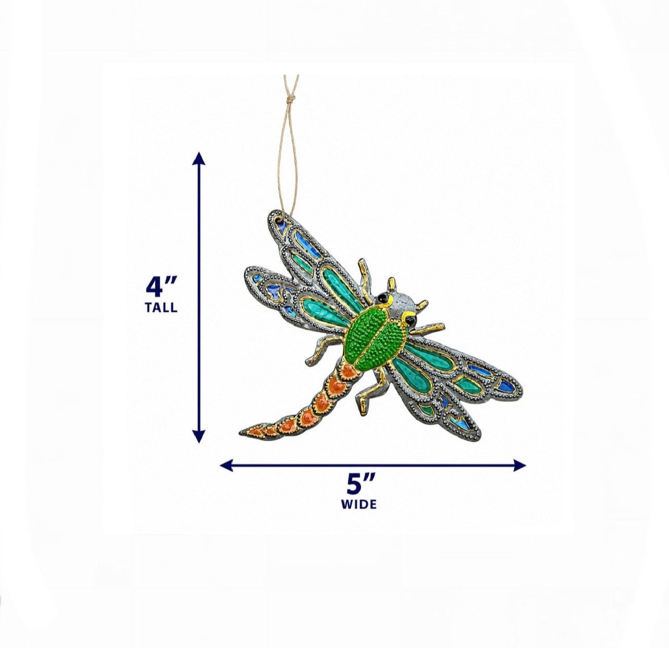 Orilien Green/Orange Dragonfly Ornament