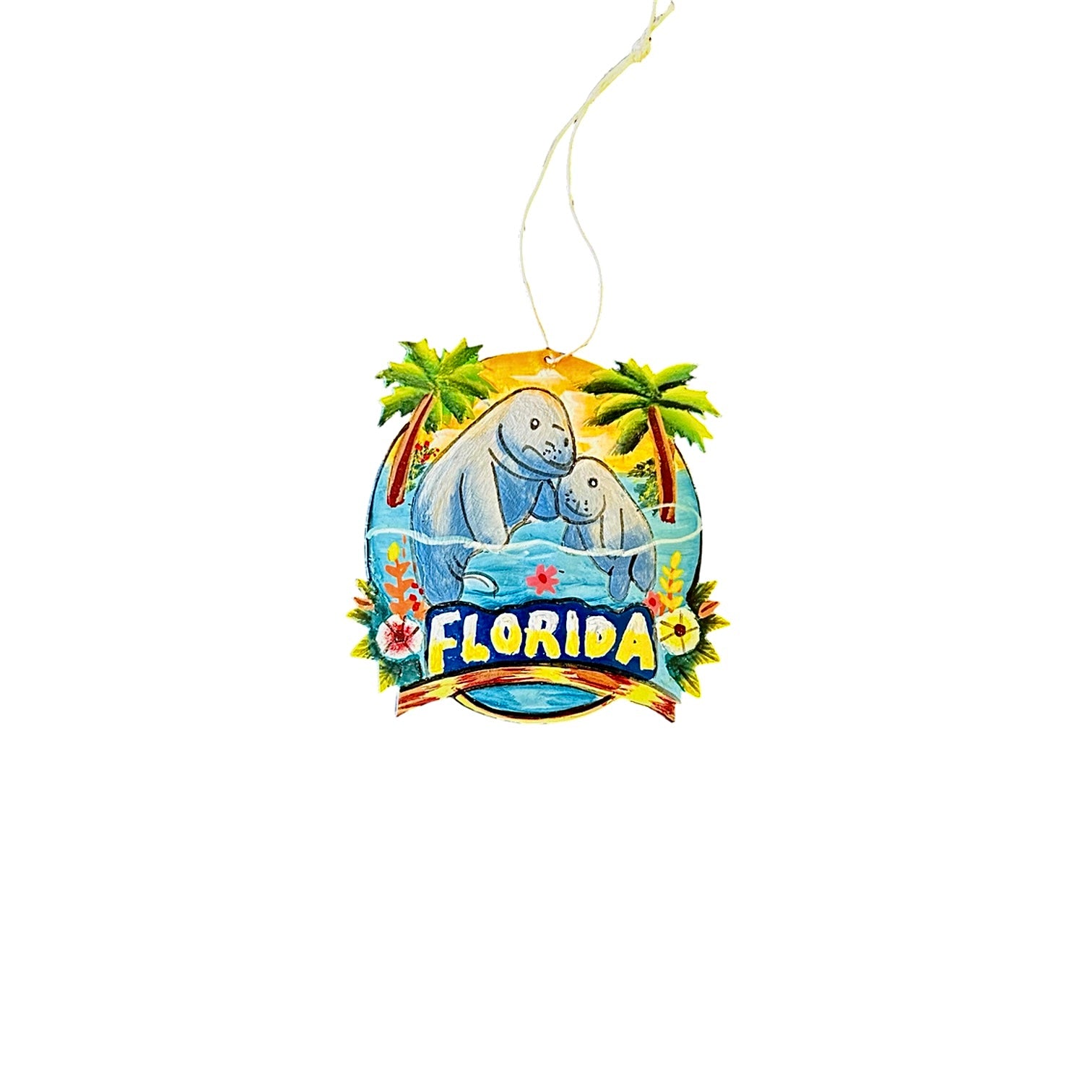 Manatee Ma & Calf Ornament- Painted