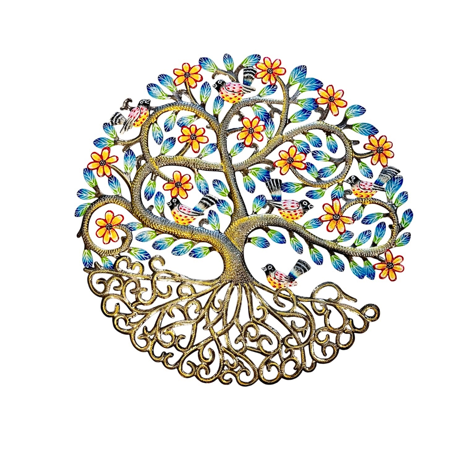 Yellow Red Birds and Daisies Tree of Life