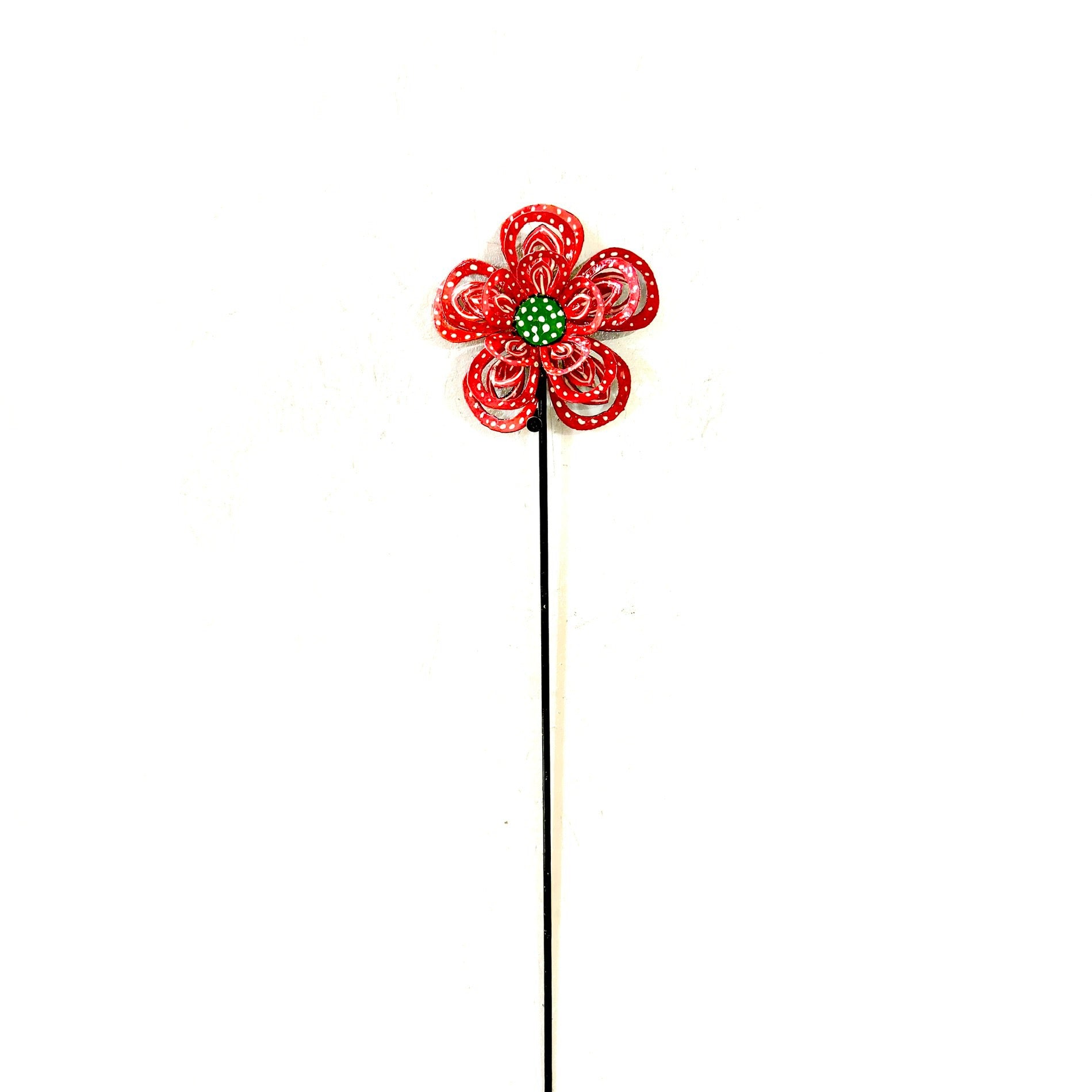 3-D Red and Green Flower Garden Stake
