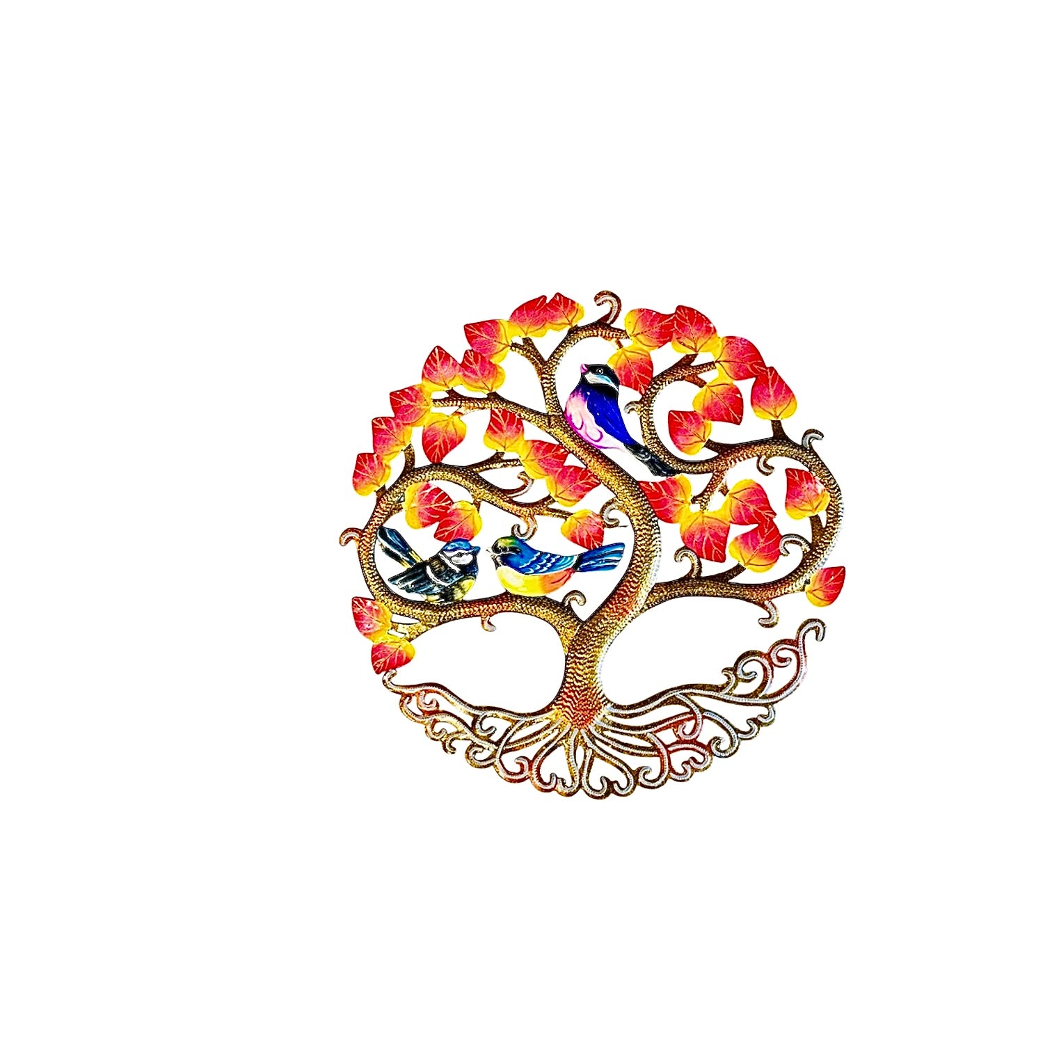 Medium Sunset Leaves and Birds Tree of Life