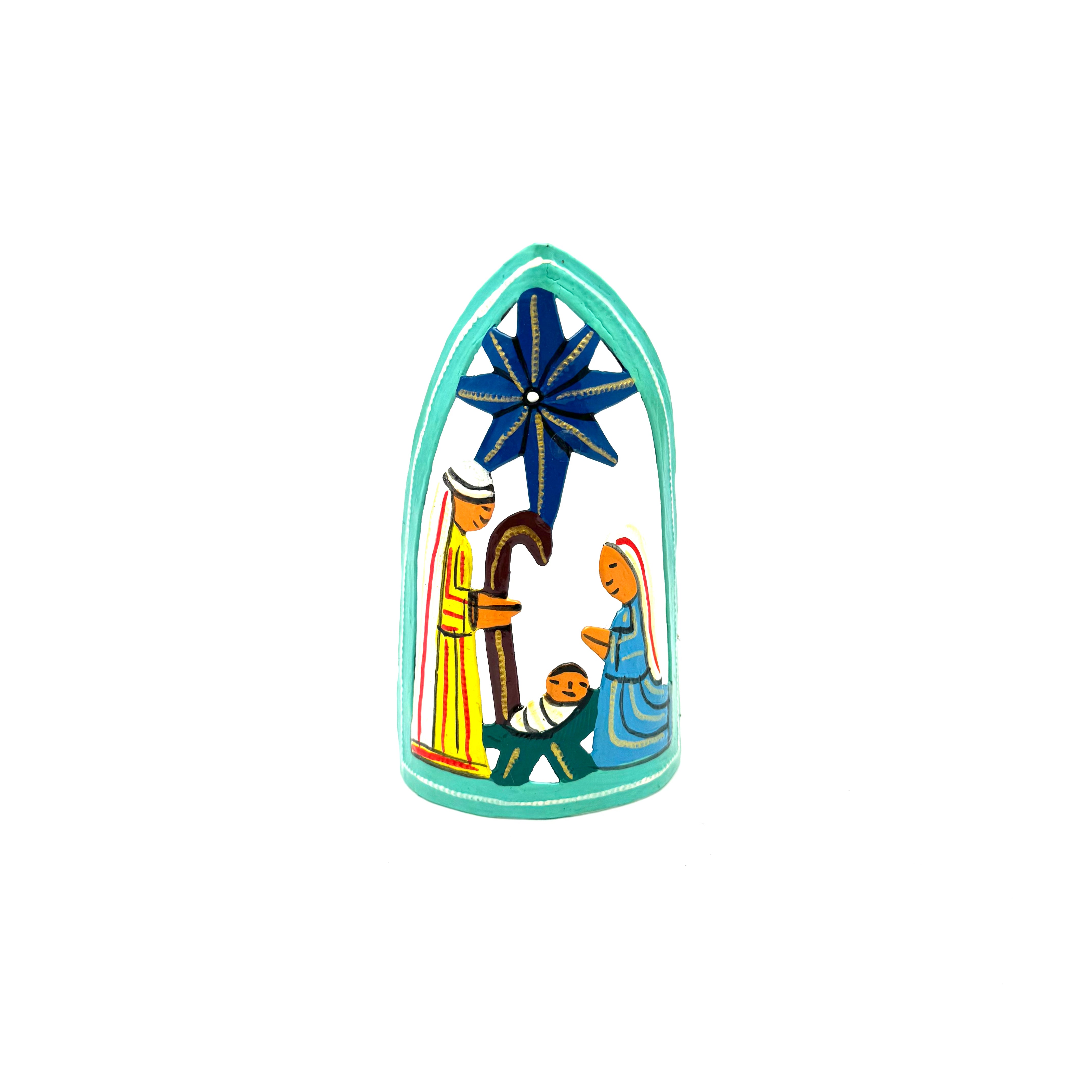 Pointed Standing Nativity- Turquoise