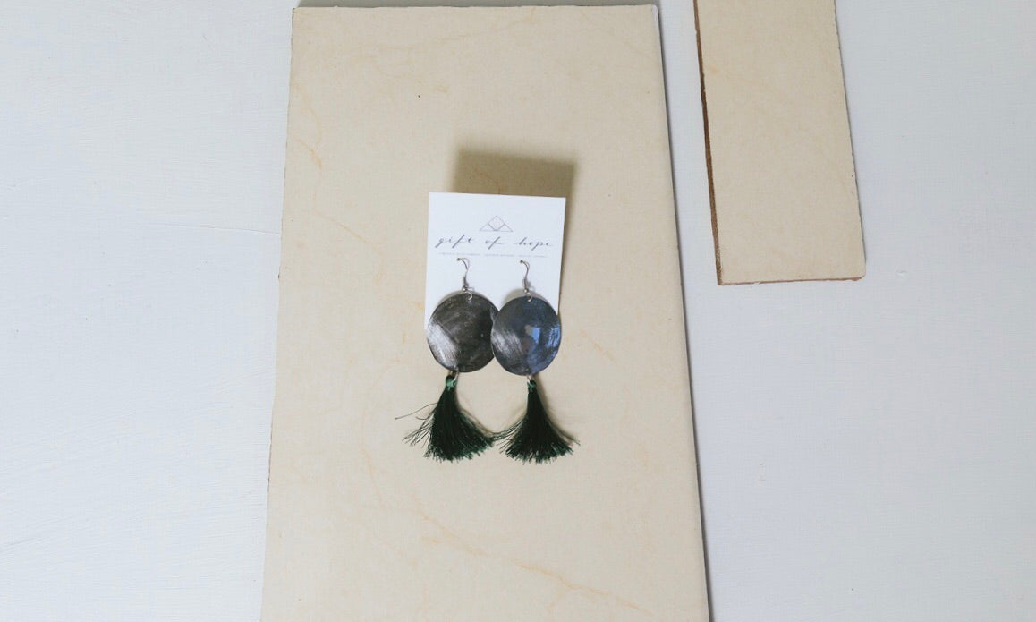 Bottle Cap Tassel Earrings