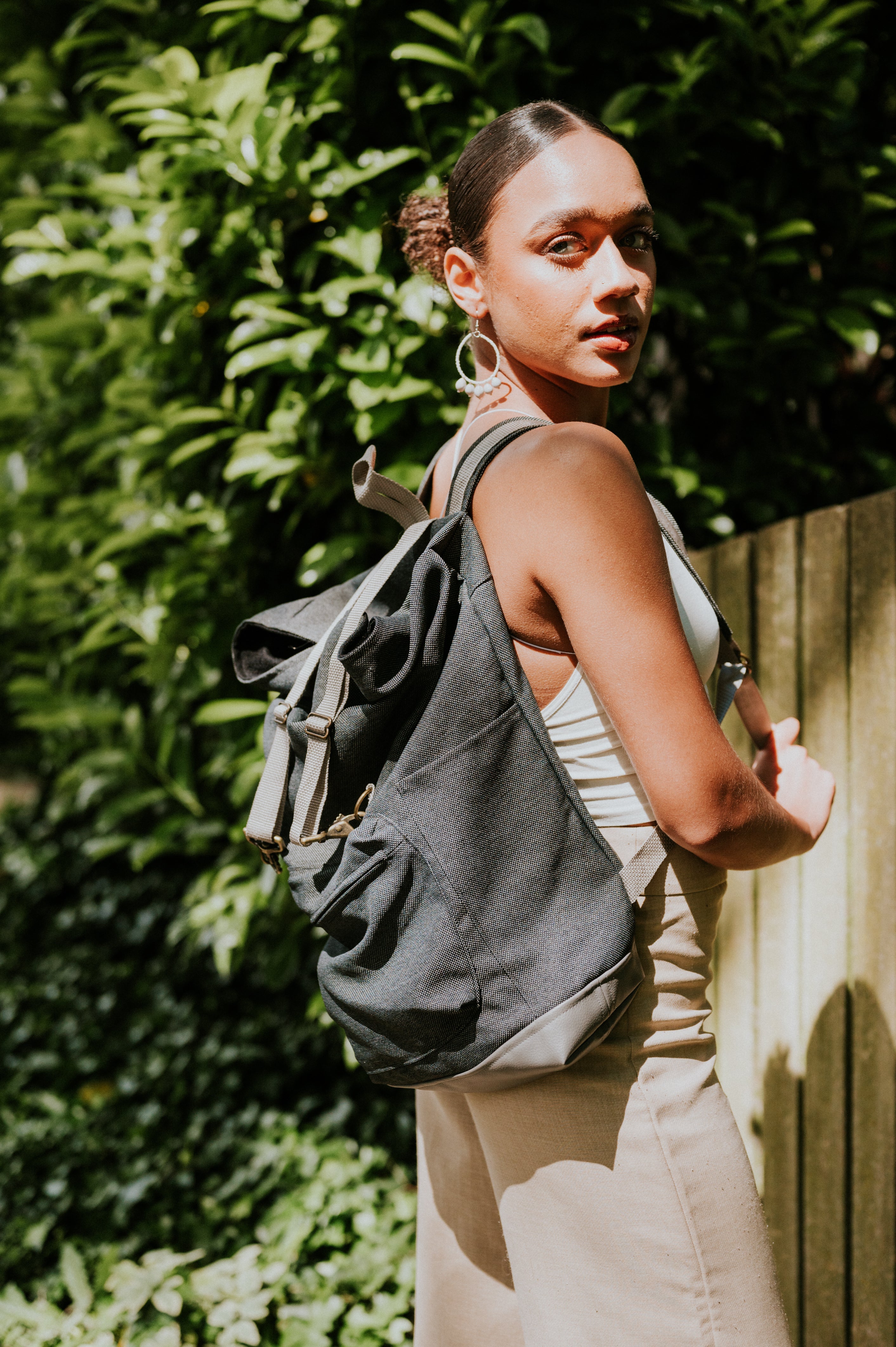 Fold-over Backpack - Vegan Leather Bottom