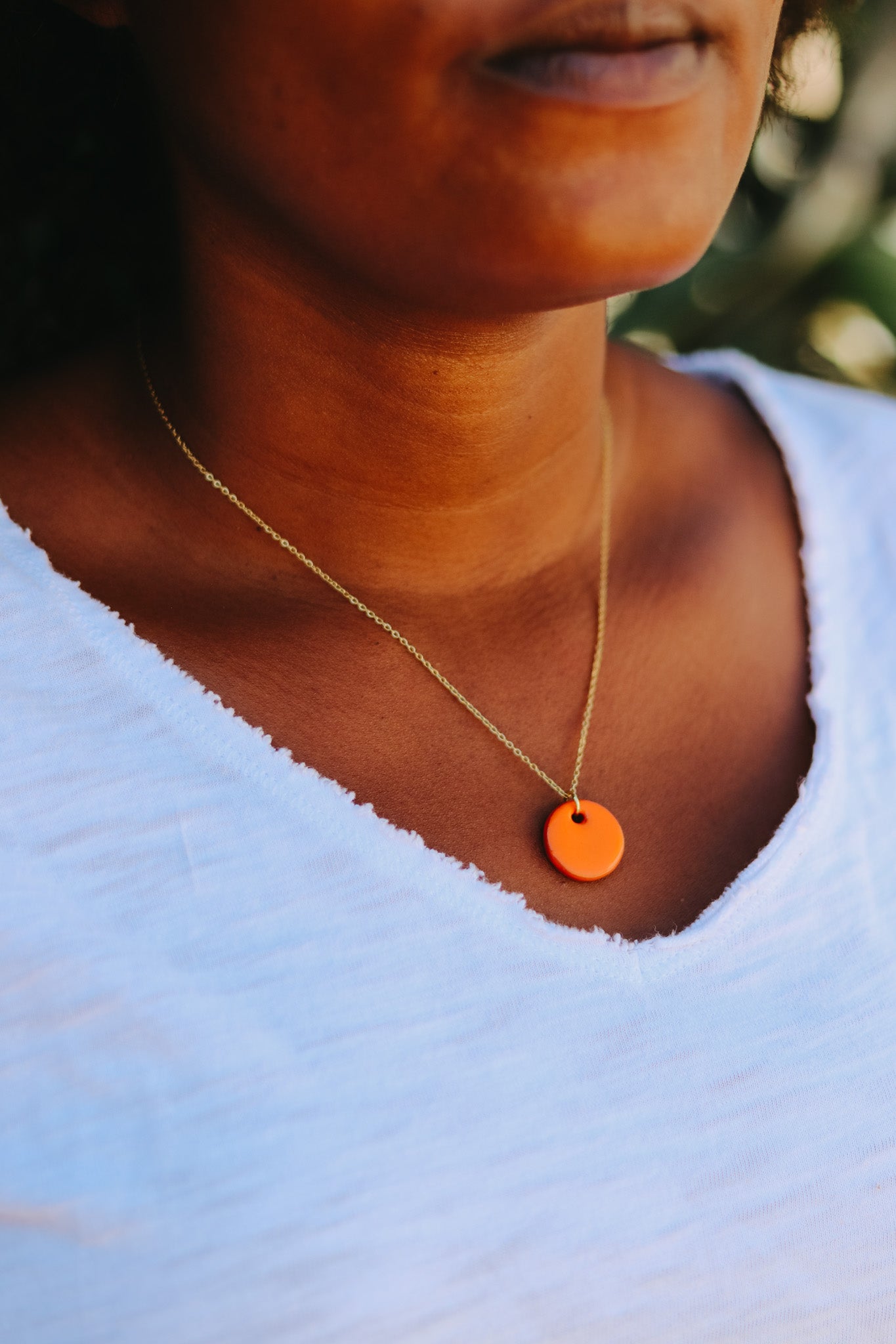 Hope Necklace - Tangerine (Ceramic and Gold)
