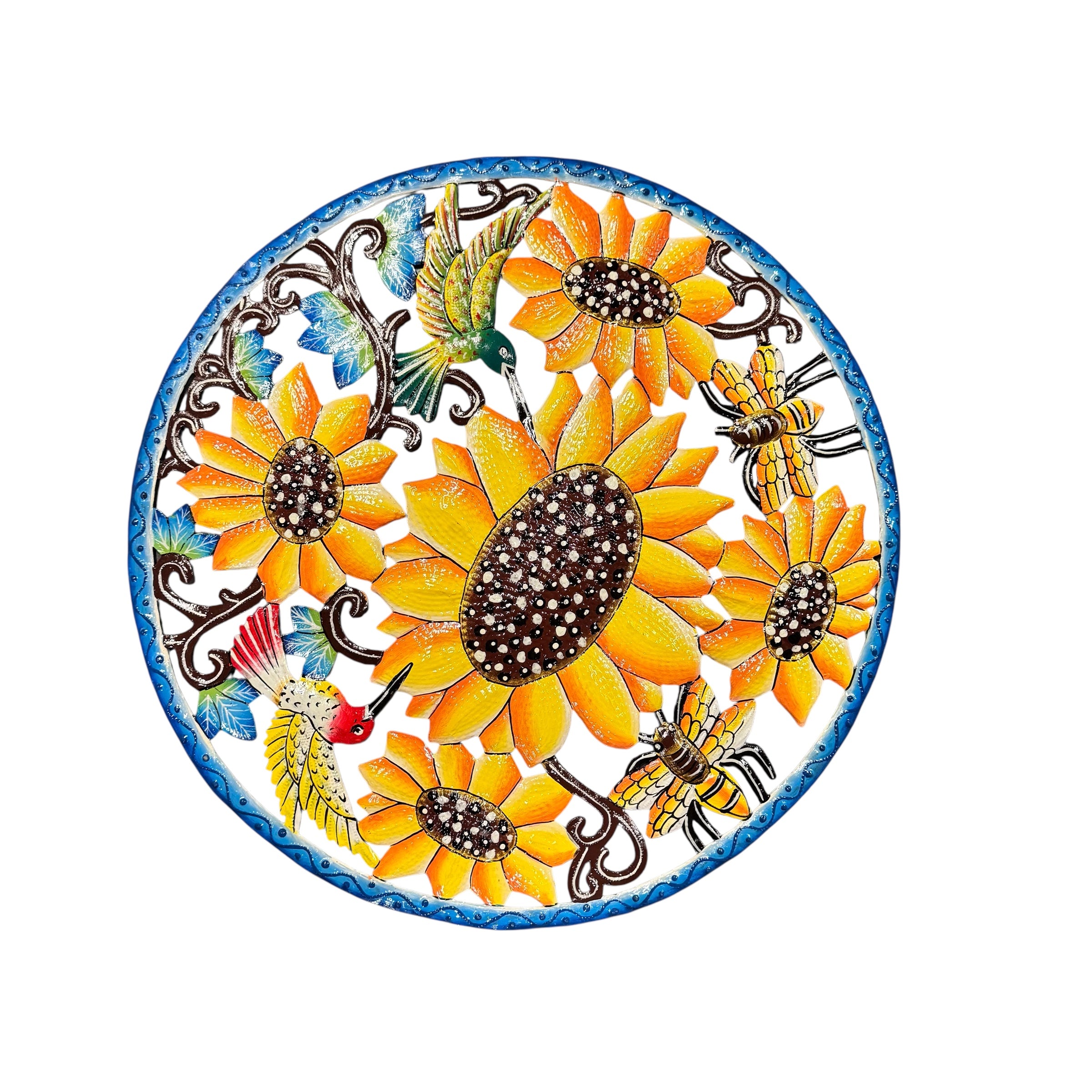 Hummingbird and Sunflowers