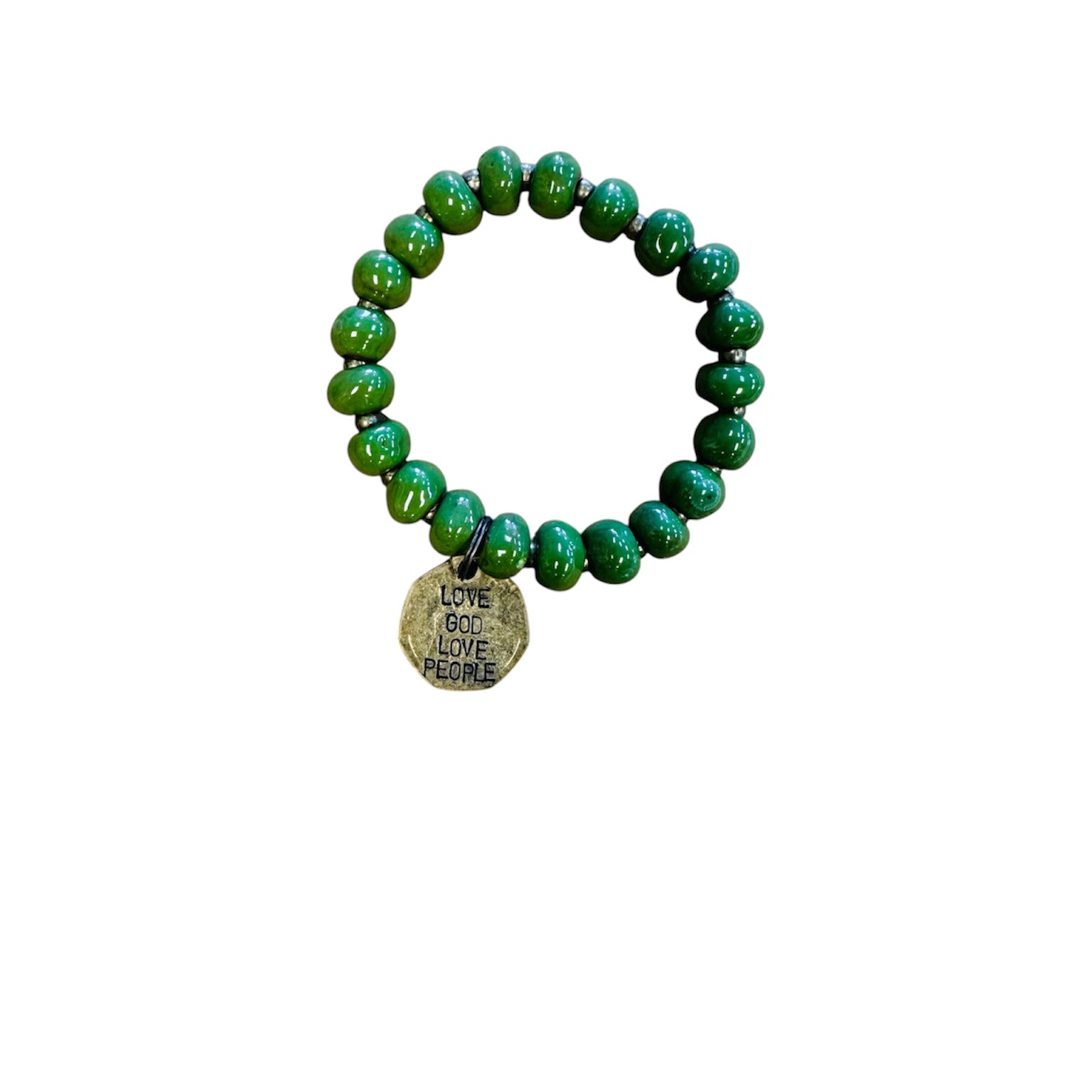 Ceramic Coin Bracelet - Love God Love People