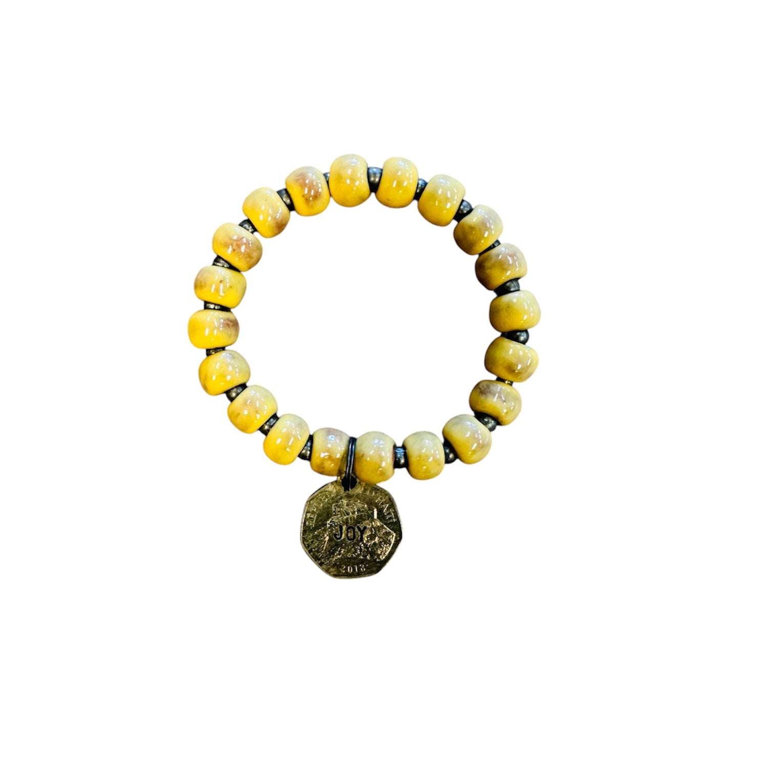 Ceramic Coin Bracelet - Joy - Yellow