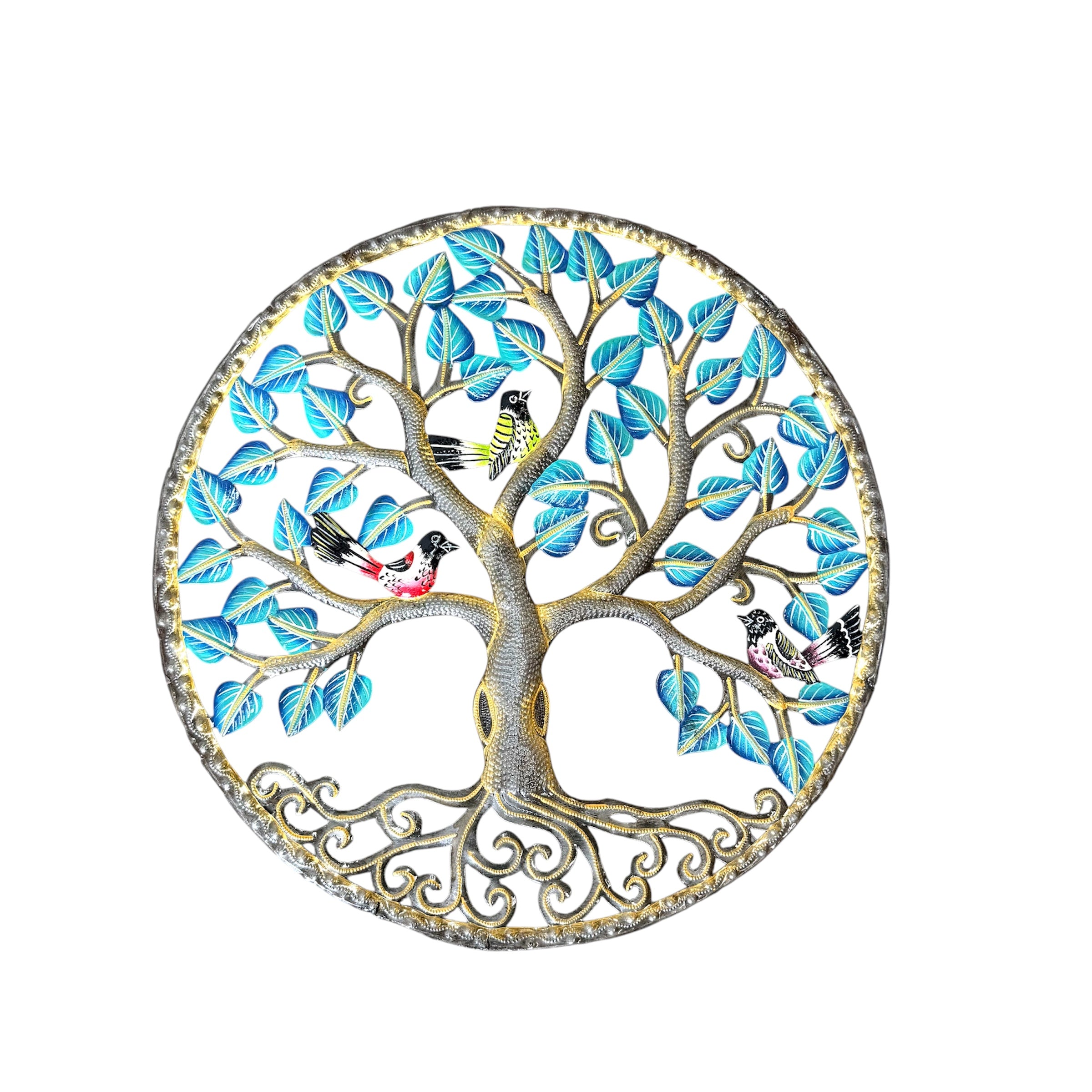 Large Spring Blue Tree of Life with Birds