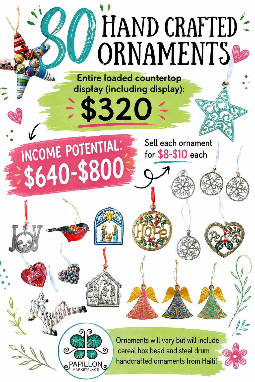 Loaded Assorted Ornament Display (80 Pack)
