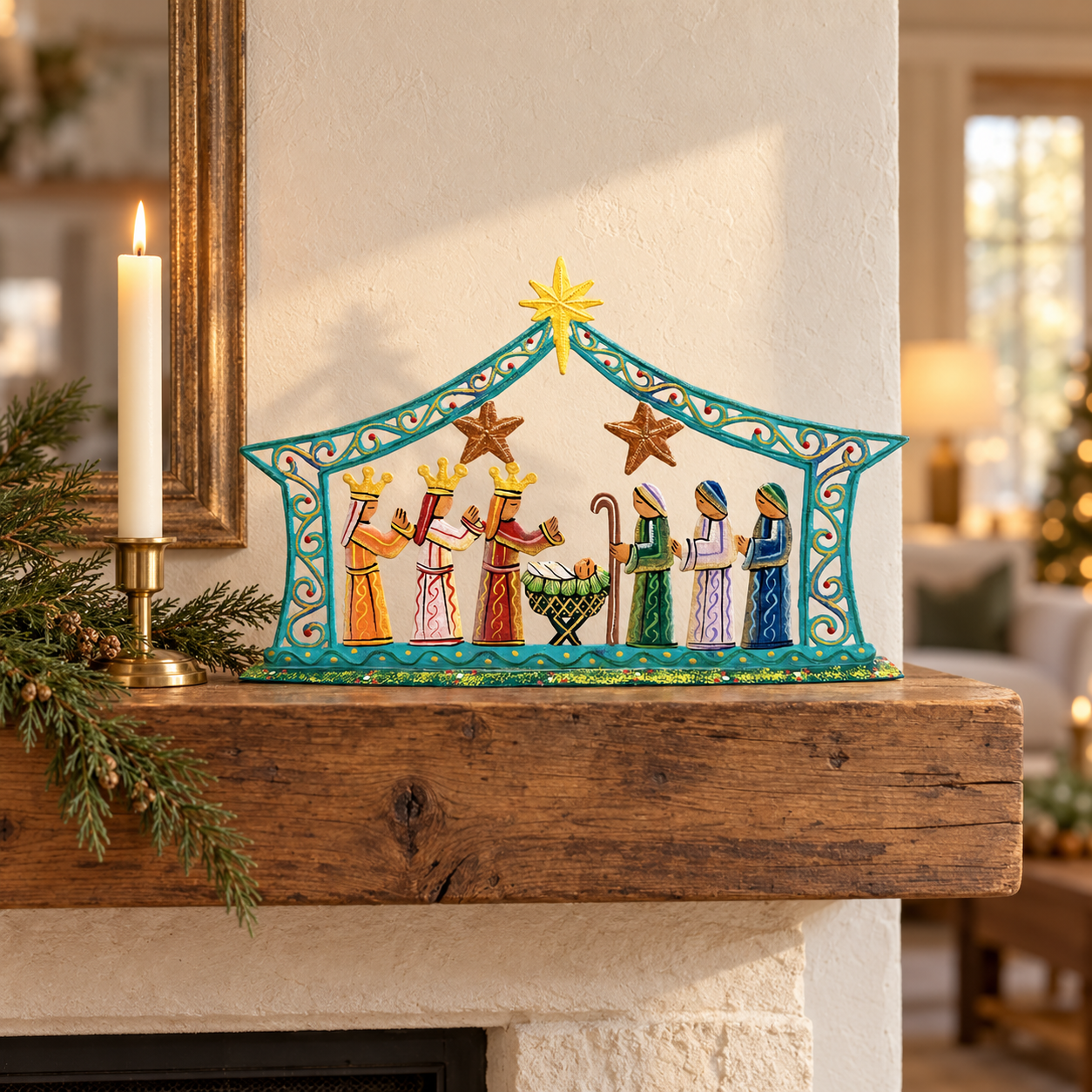 Staff Favorite Turquoise Standing Nativity