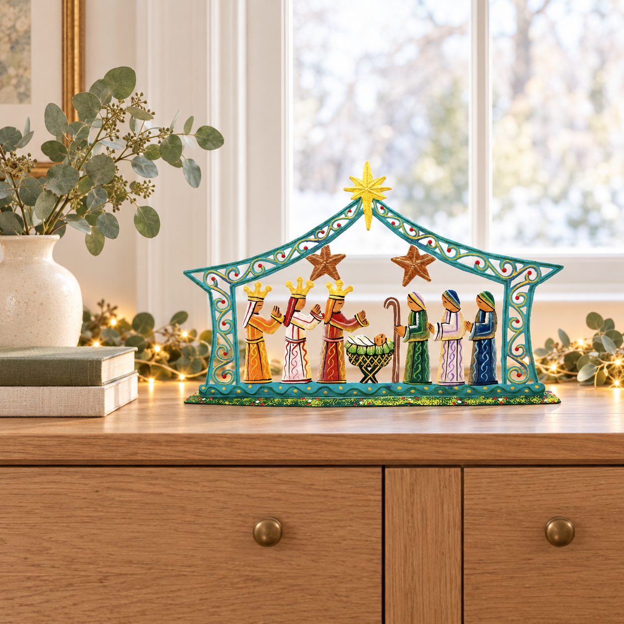 Staff Favorite Turquoise Standing Nativity