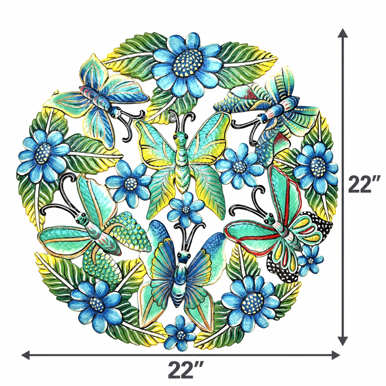 Colbert Green Butterflies & Blue Flowers