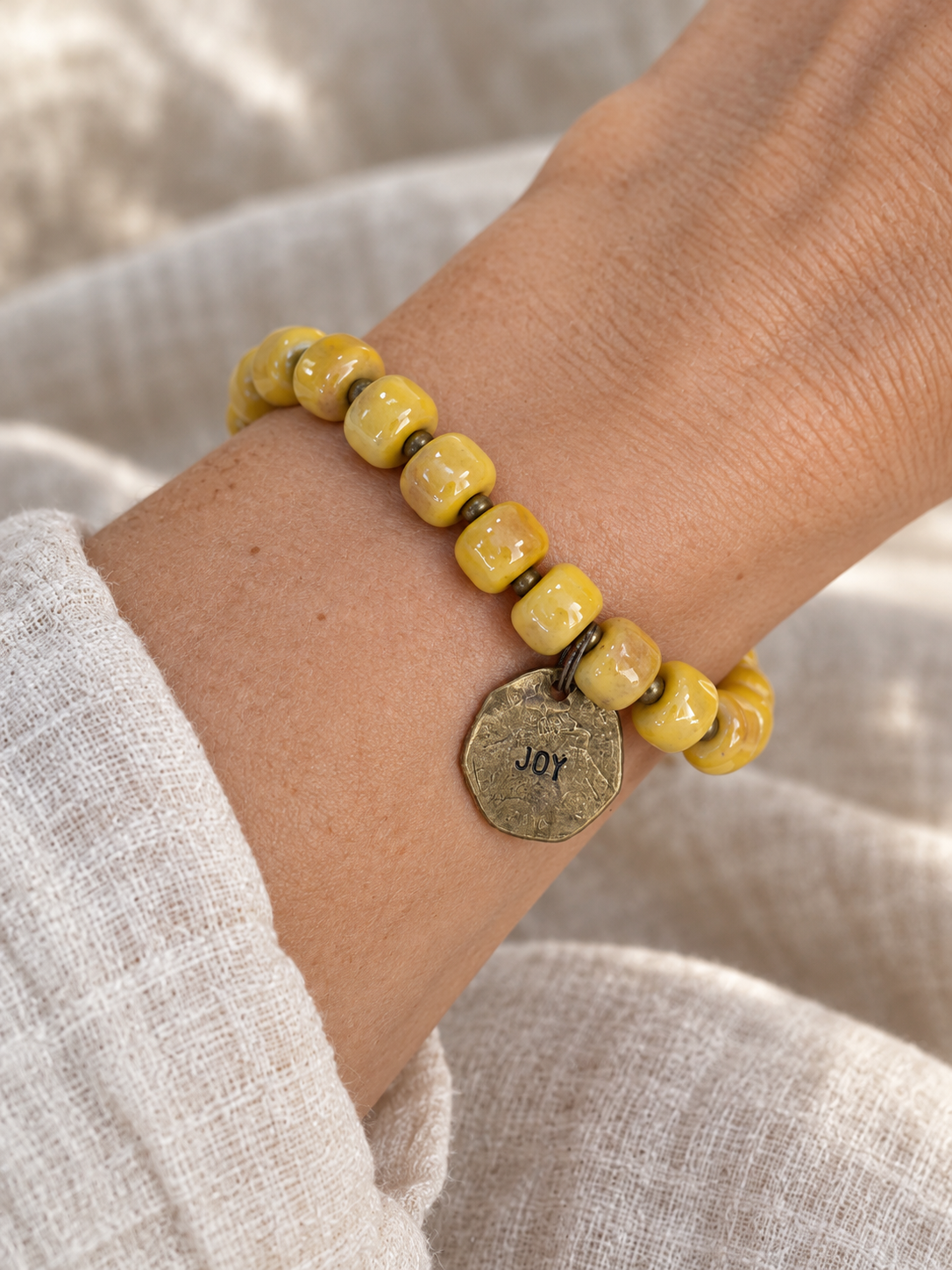Ceramic Coin Bracelet - Joy - Yellow