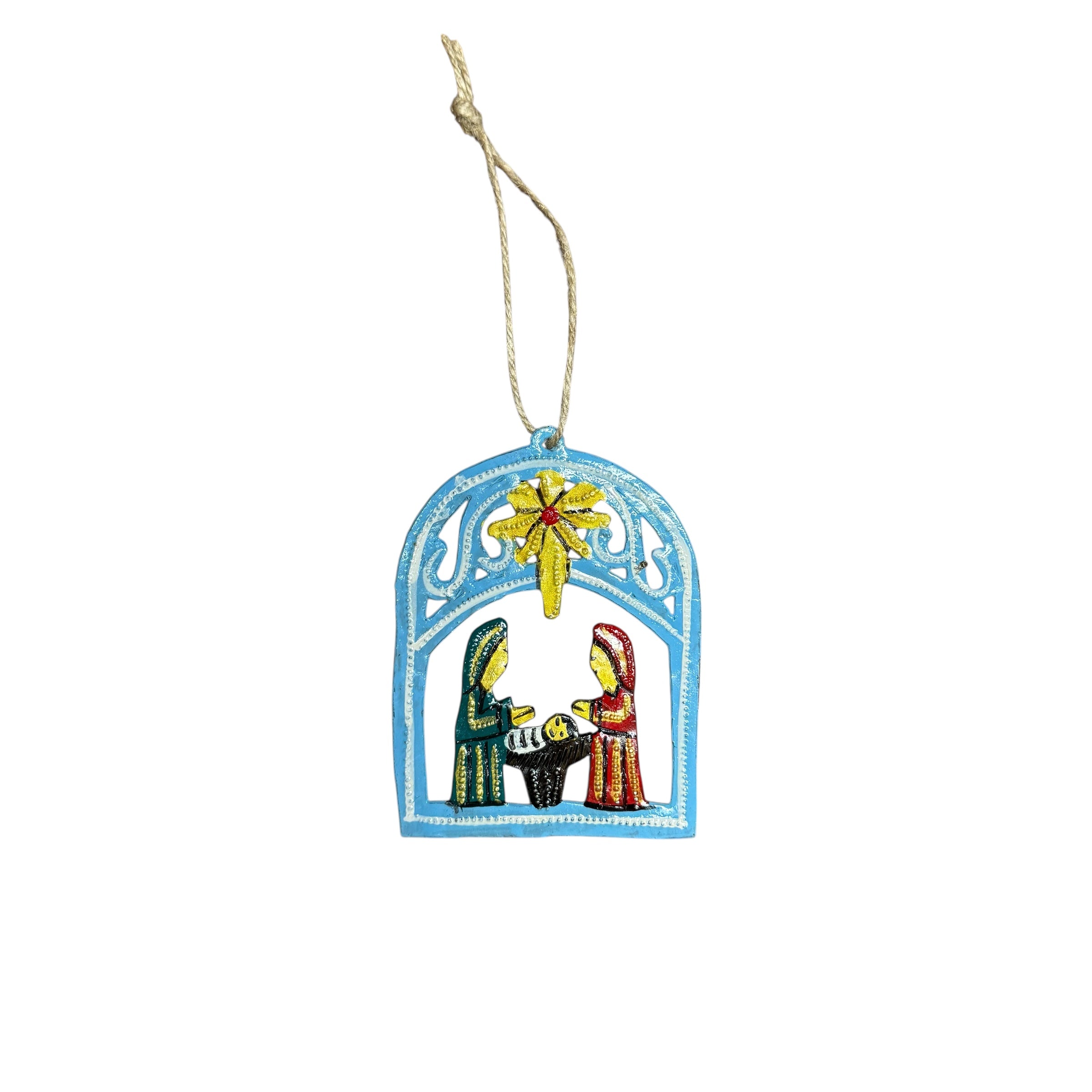 Arched Nativity Ornament- Light Blue