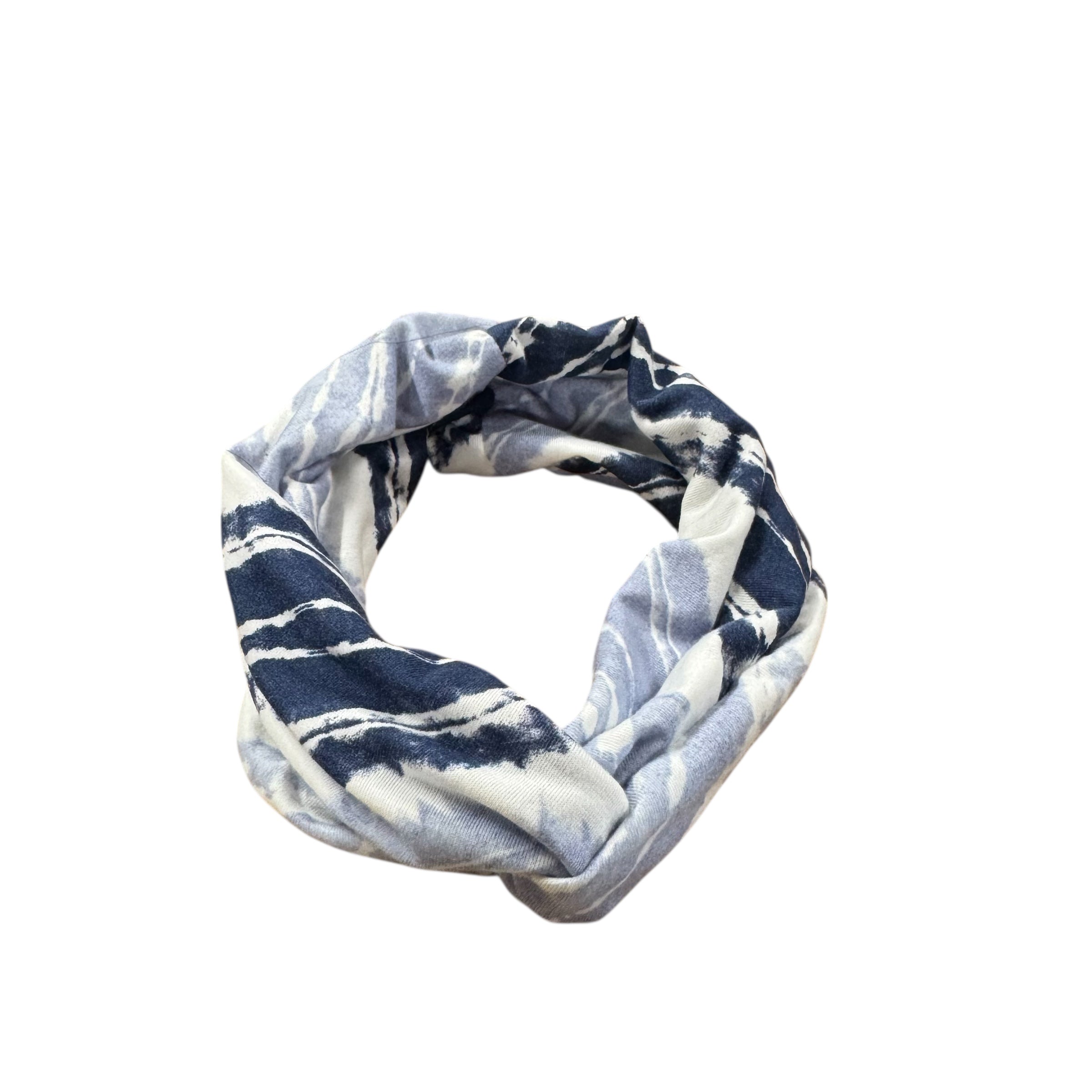 Knot Center Headband- Blue Brush Strokes