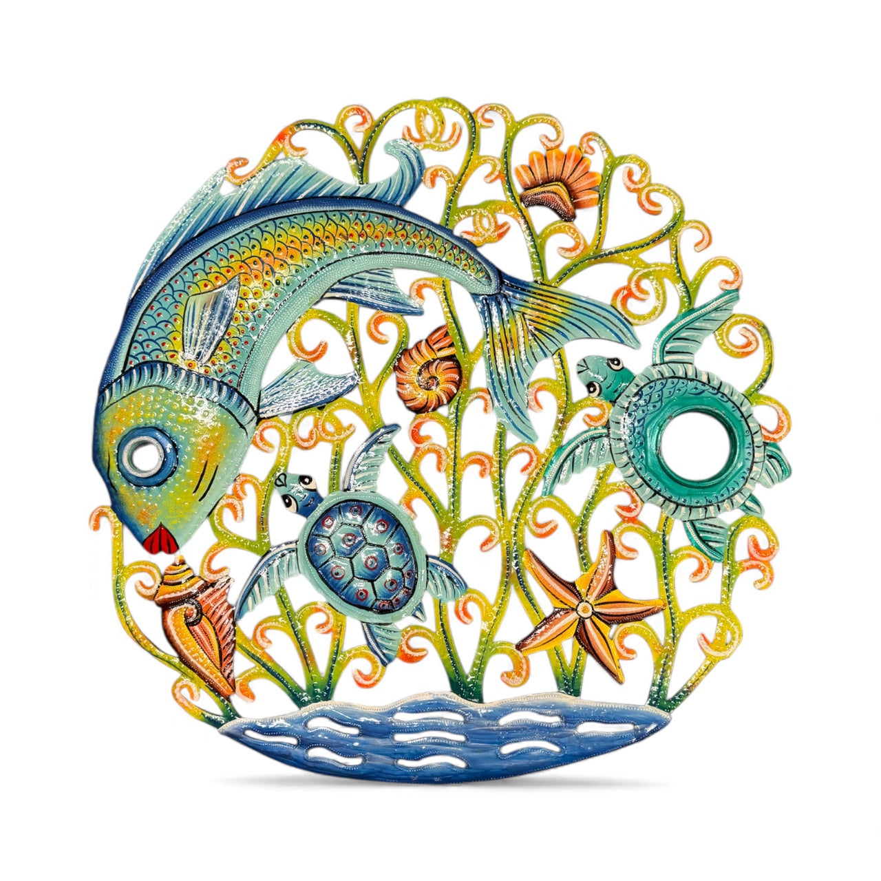 Oil Drum Top Fish and Turtles