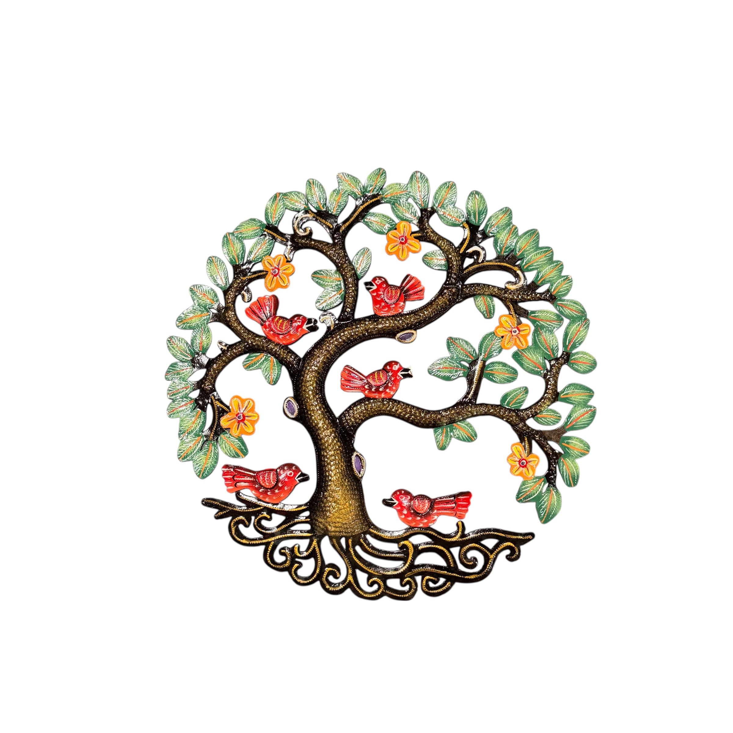 Medium Cutie Green Five Birds Tree