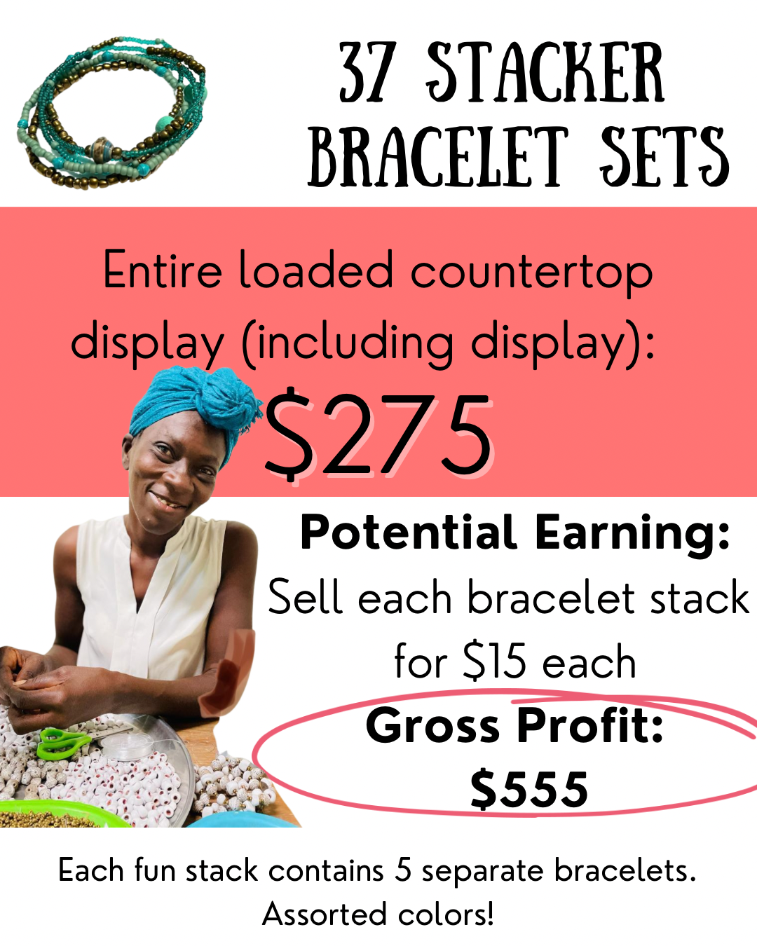 Loaded Stacker Bracelet Display  (37 Stacker Sets)