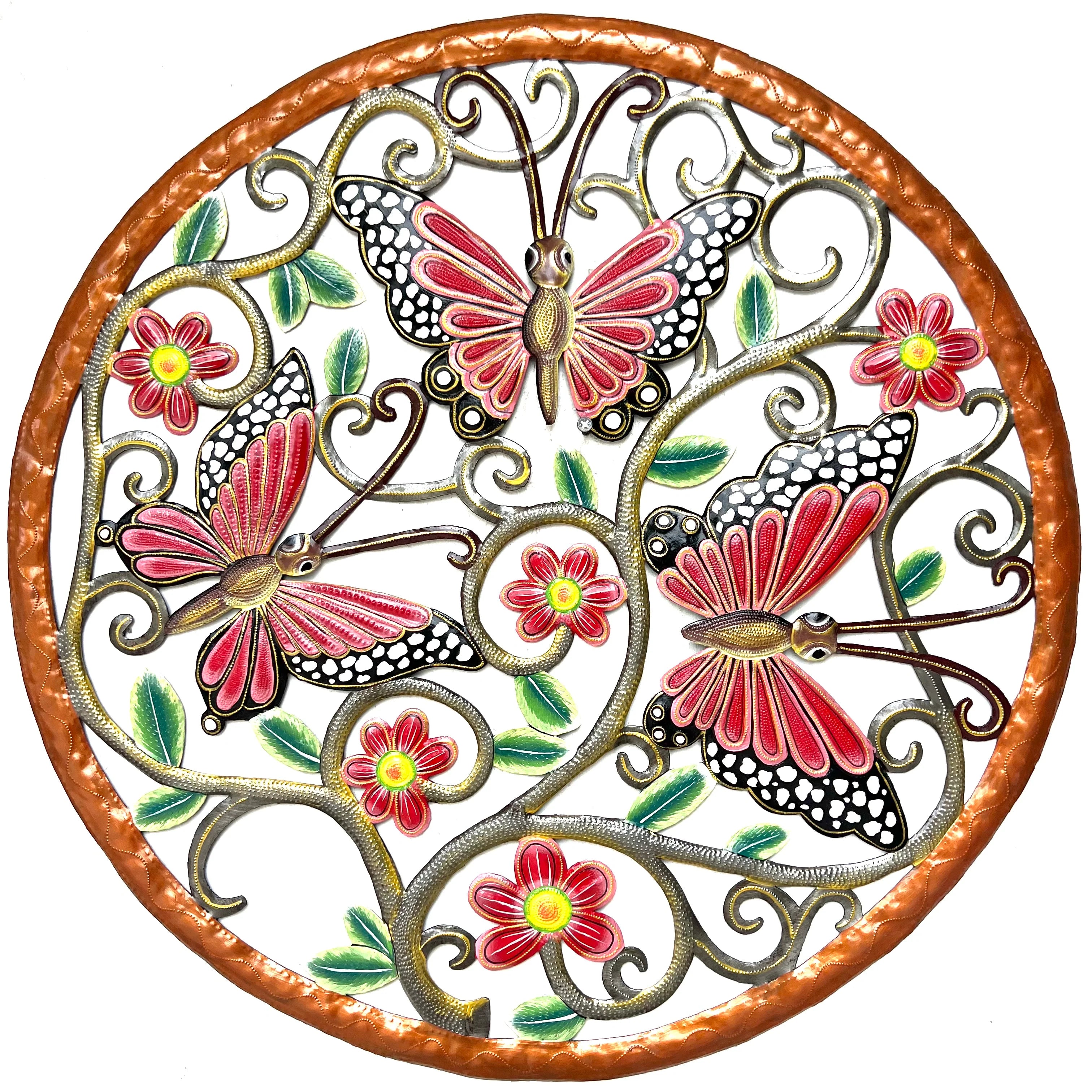 Jumbo Red & Bronze Butterflies Round
