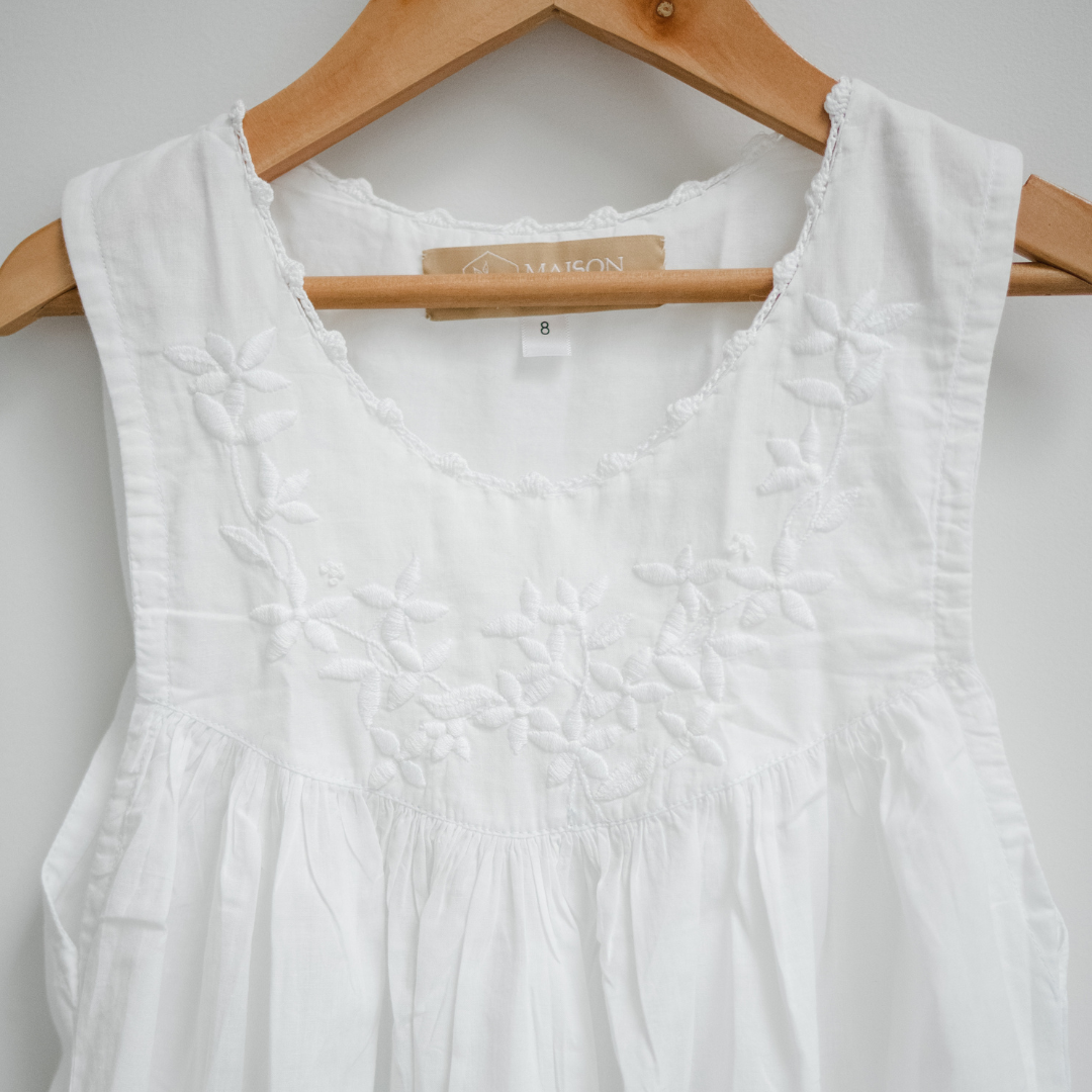 Little Girl Dress - White Garland