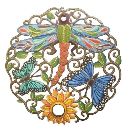 Oil Drum Top - Dragonfly and Butterflies