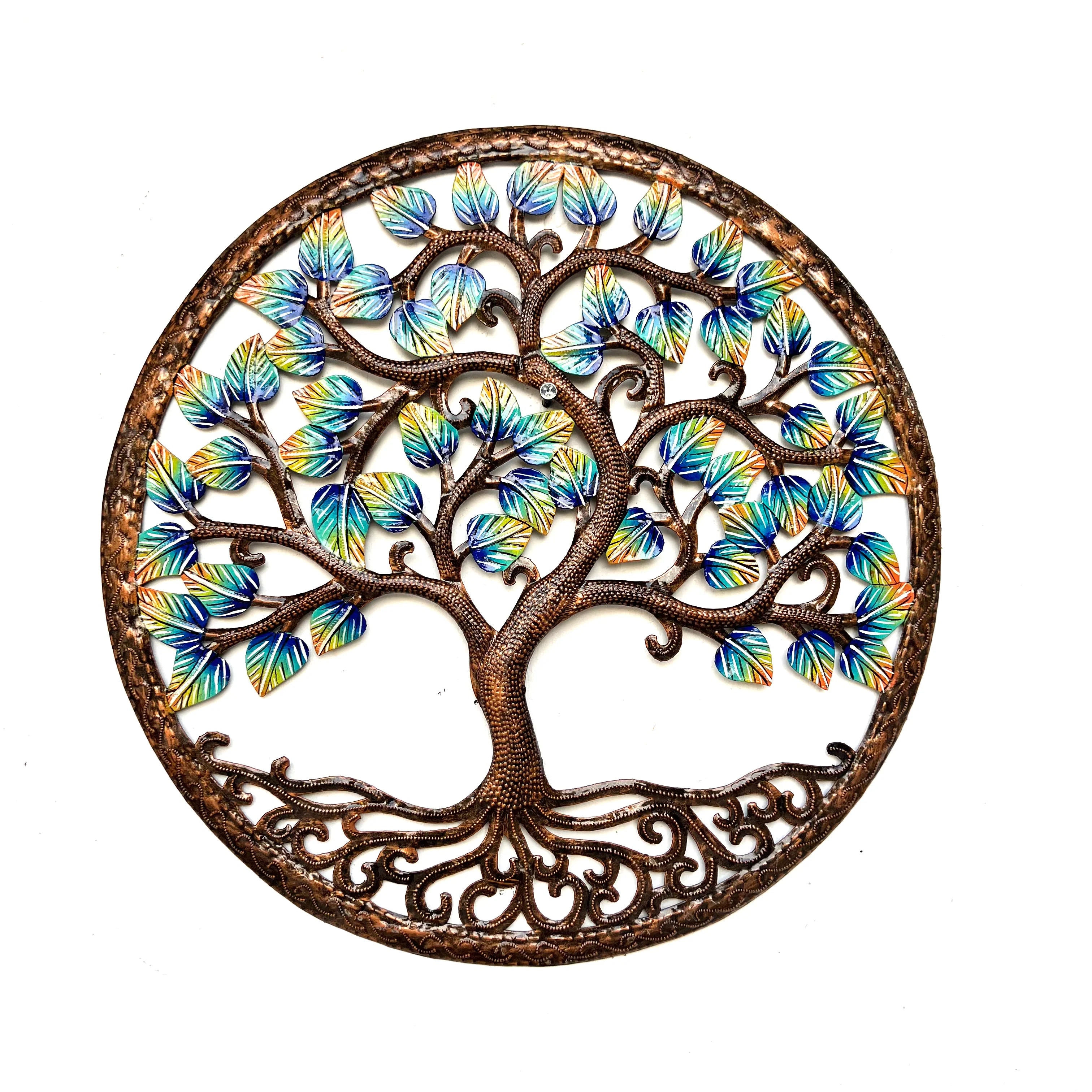 Round Bronze Blue Green Orange Tree