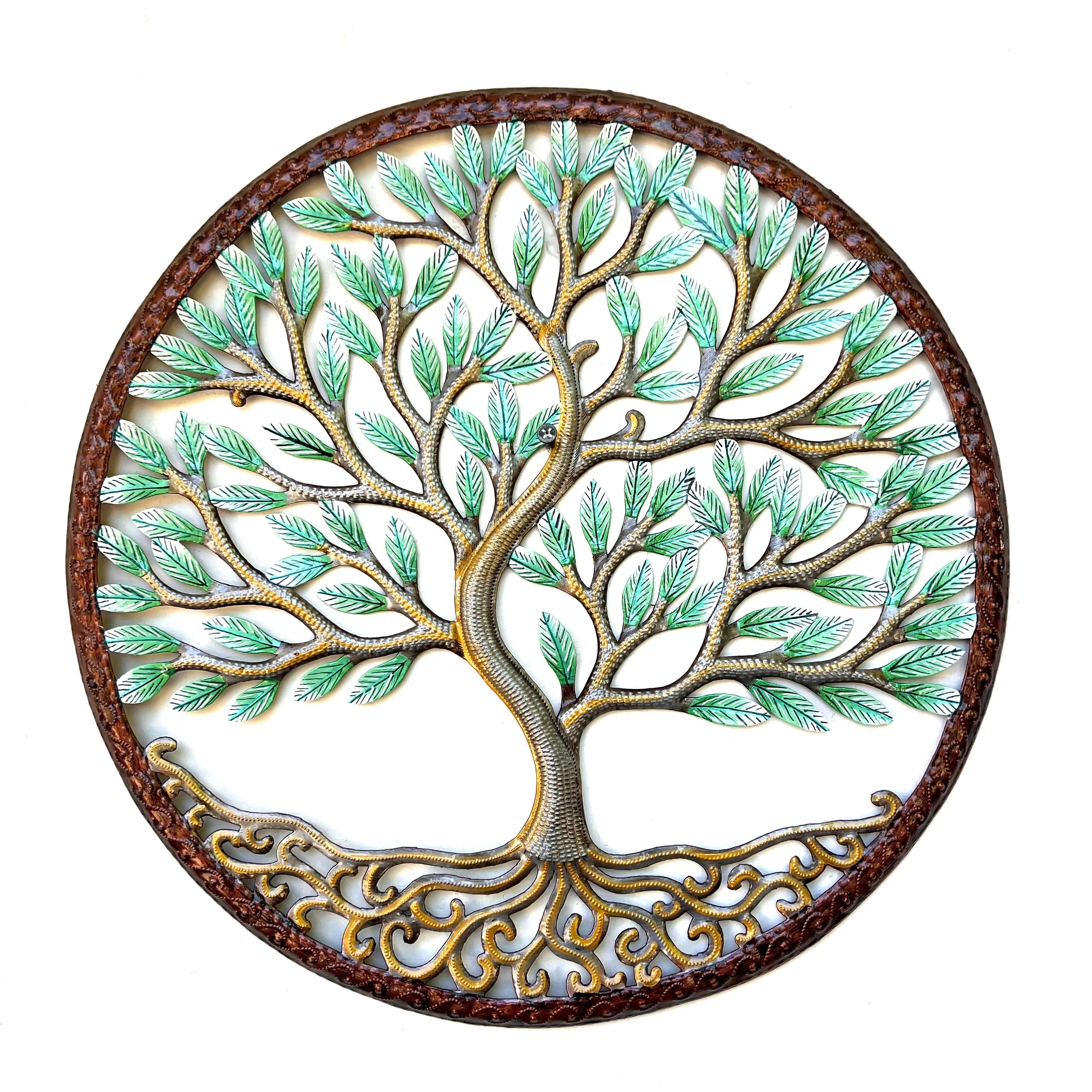 Round Bronze Green Tree