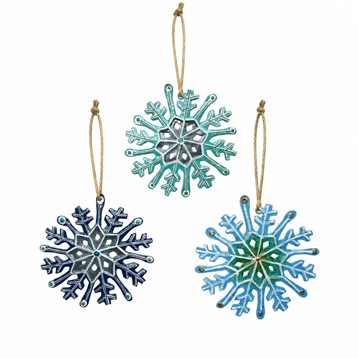 Set Of 3 Snowflake Ornaments
