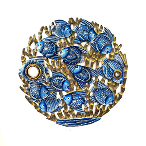 Oil Drum Top Blue Fish Wall Art