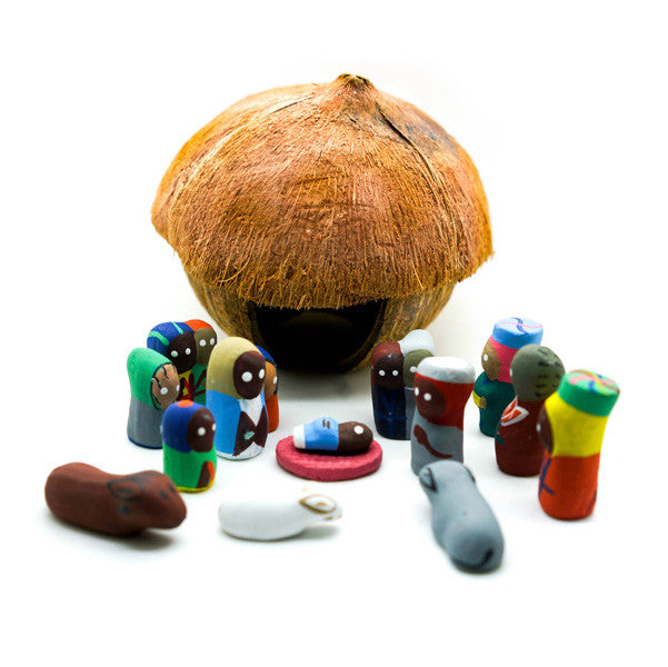 The famous Haitian Coconut Nativity Set