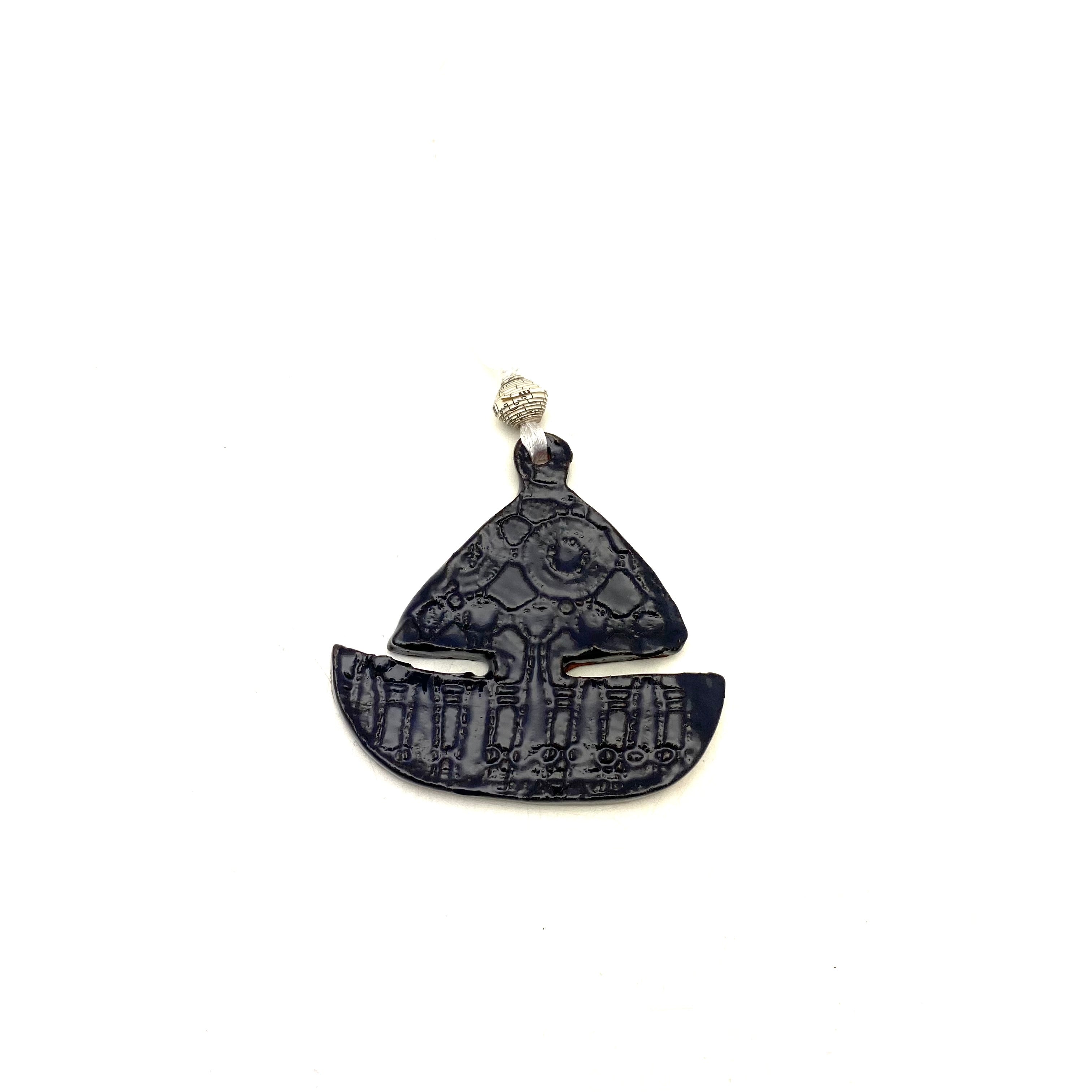 Haitian pottery sailboat ornament 6 colors — boutique wholesale gift shop
