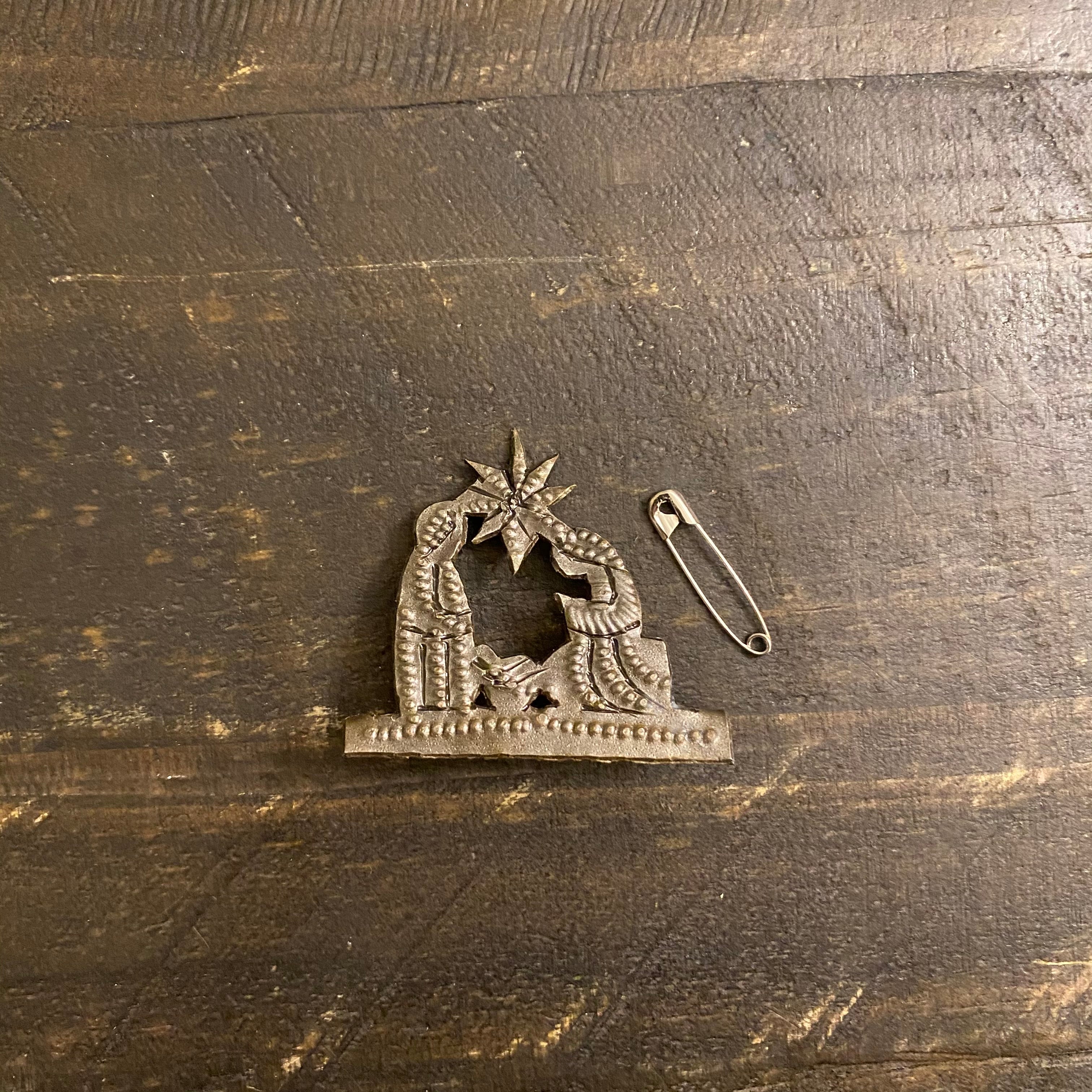 Miniature Haitian metal art nativity brushed metal — wholesale gift shop stocking stuffer fair trade