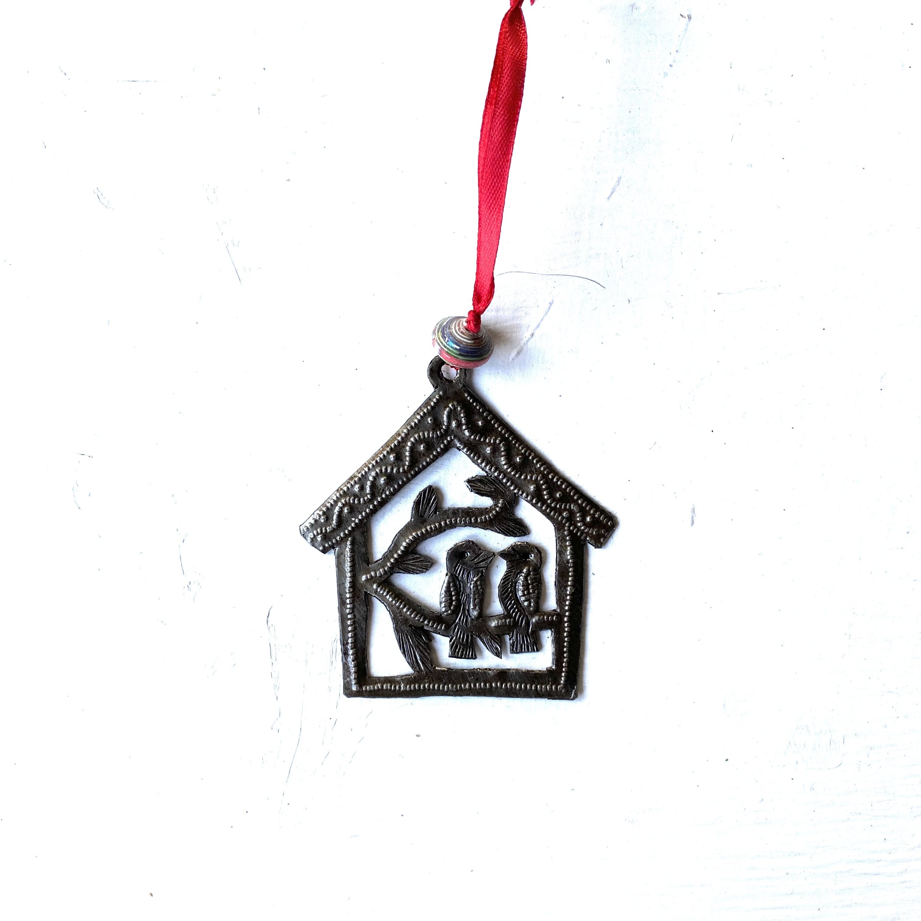 Tiny Bird in House Ornament