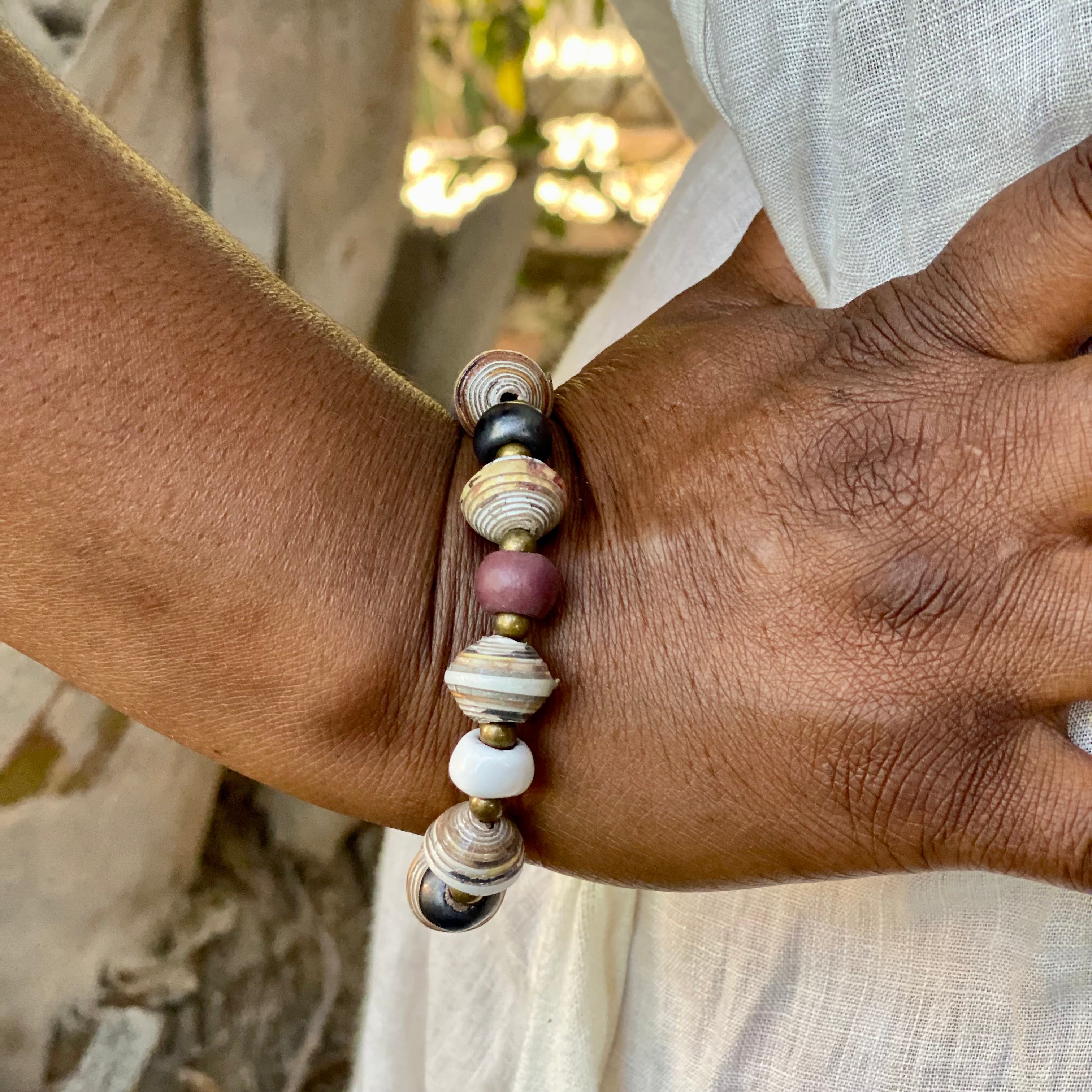 Haitian Signature Bracelet- Pastels with Cereal Box Beads