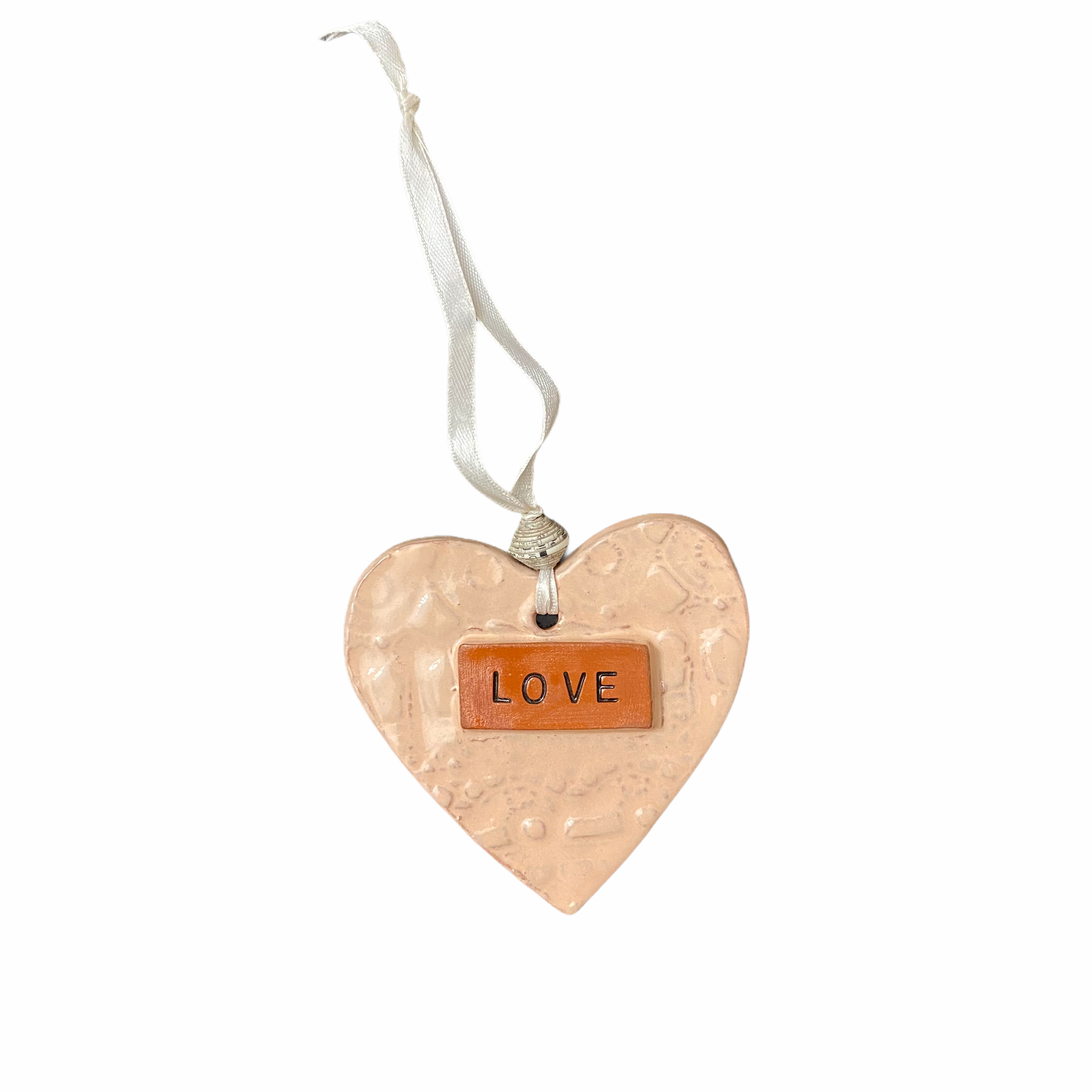 Ceramic Heart Ornament - Blush Love